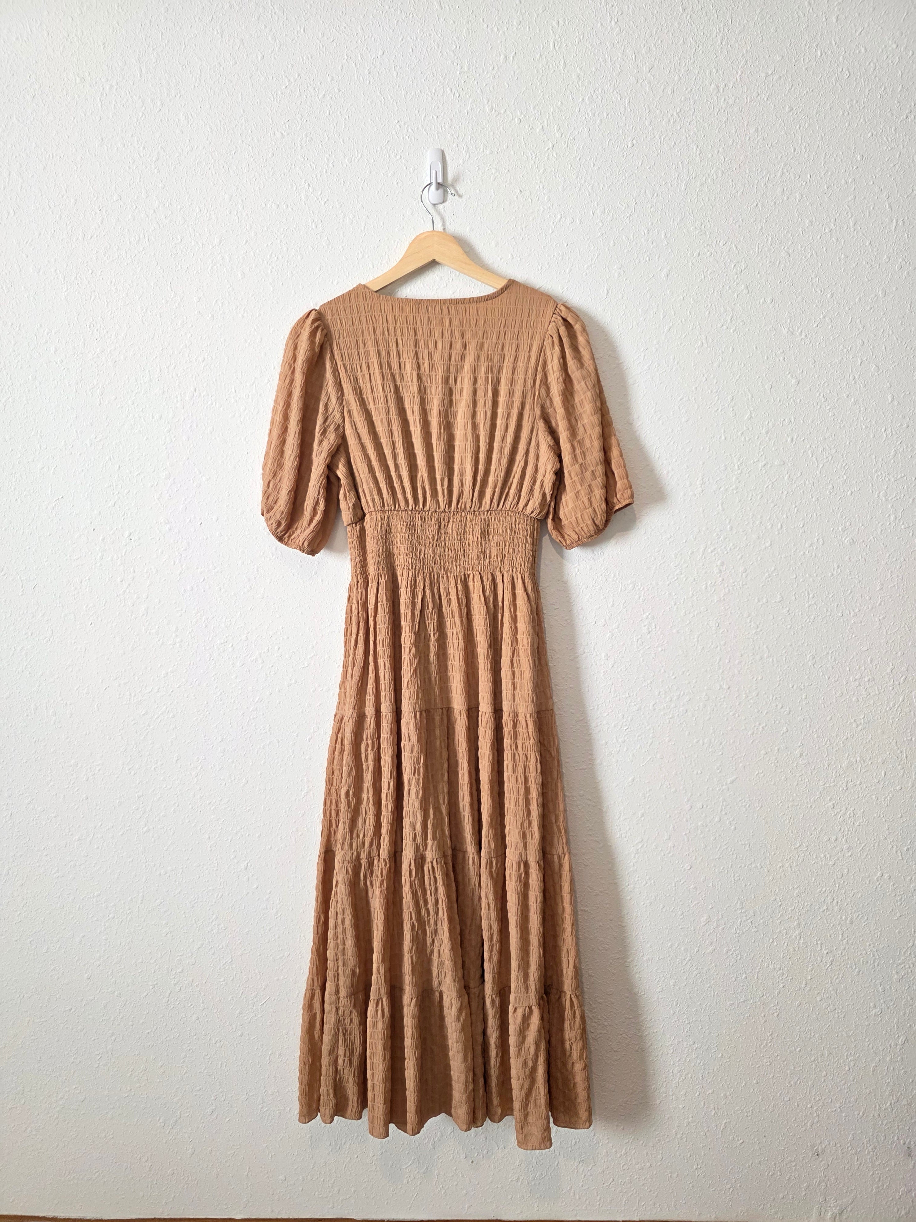 Neutral Smocked Maxi Dress (S)