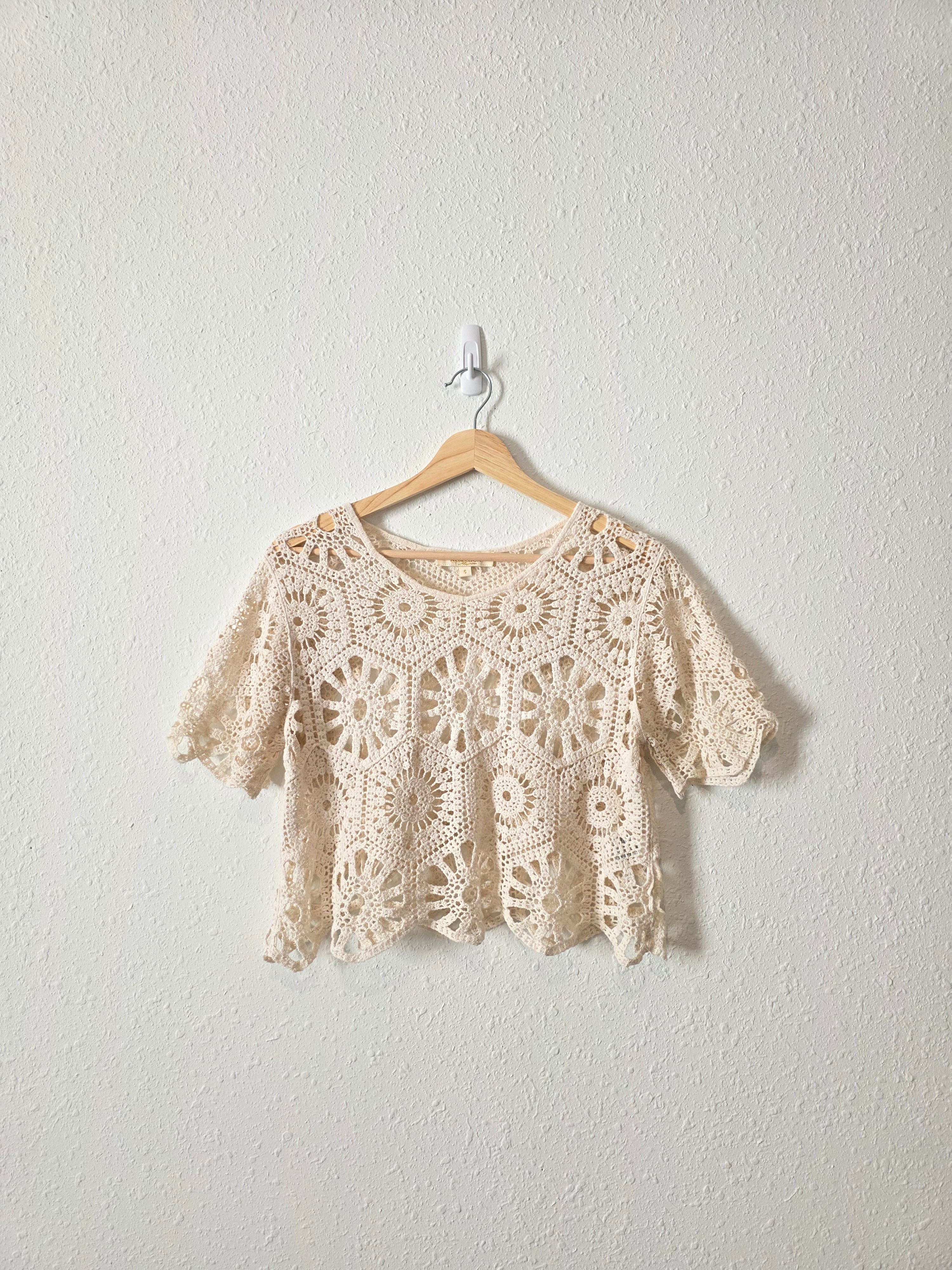 Neutral Crochet Knit Top (S)