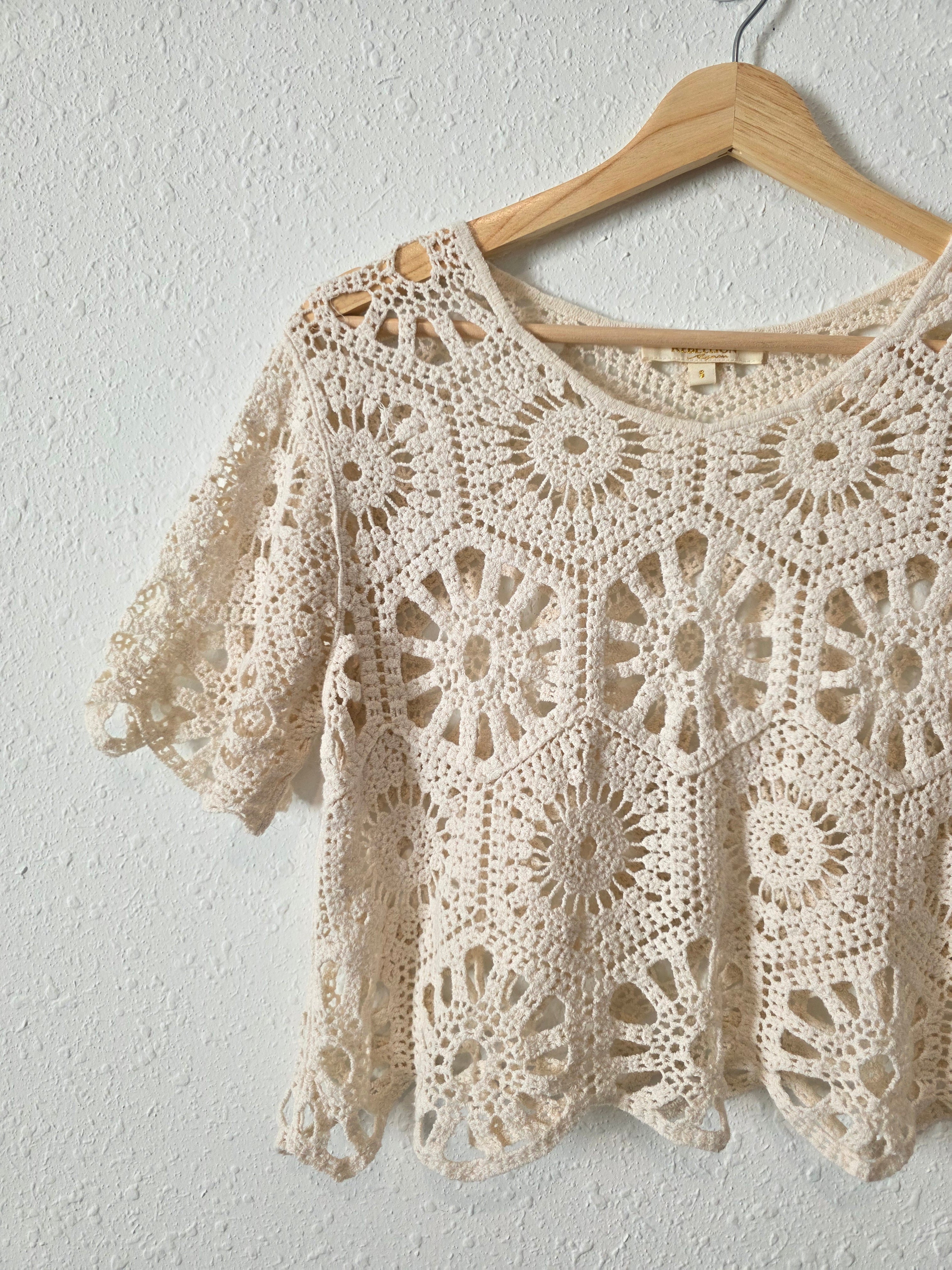 Neutral Crochet Knit Top (S)