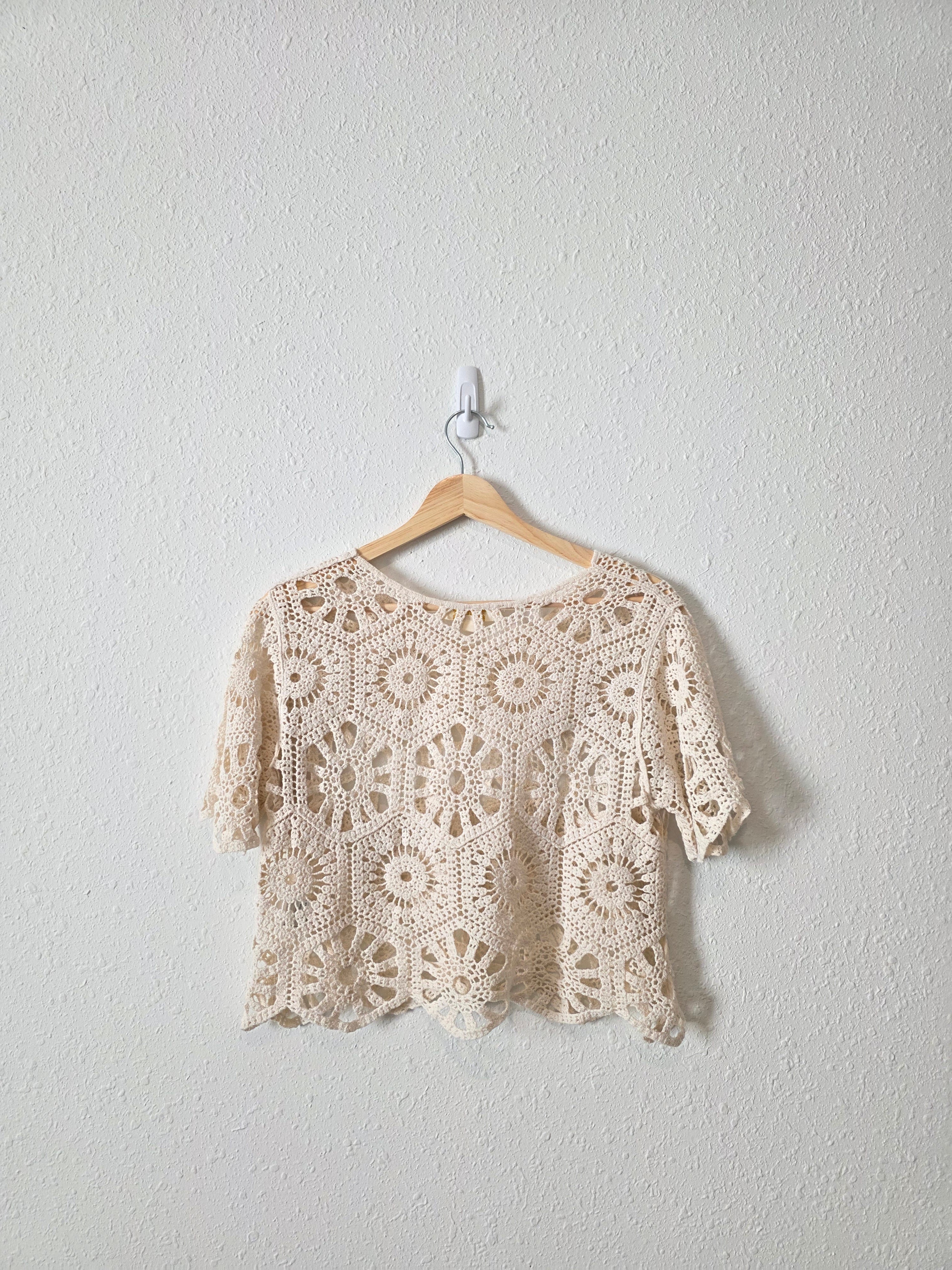Neutral Crochet Knit Top (S)