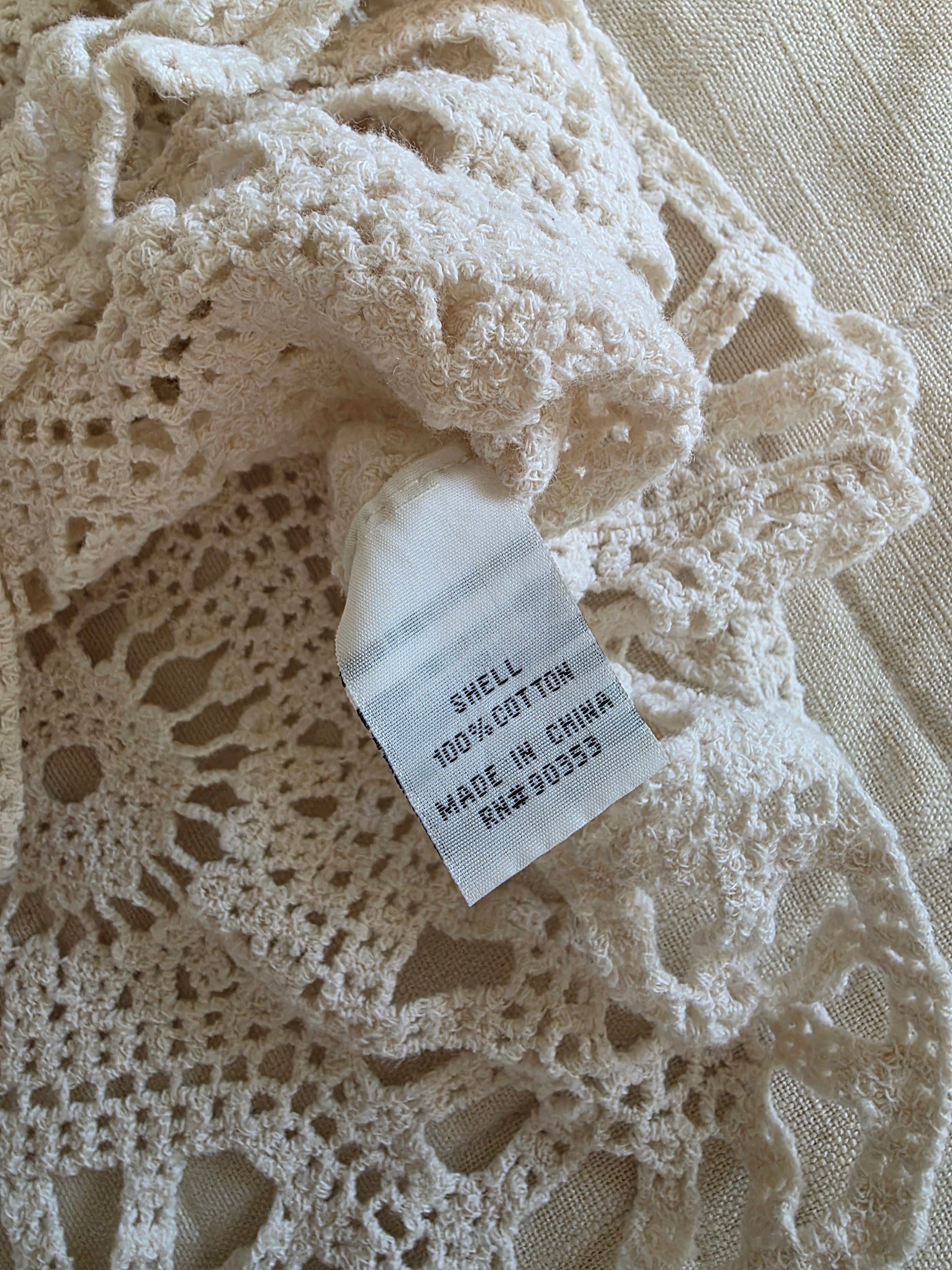 Neutral Crochet Knit Top (S)