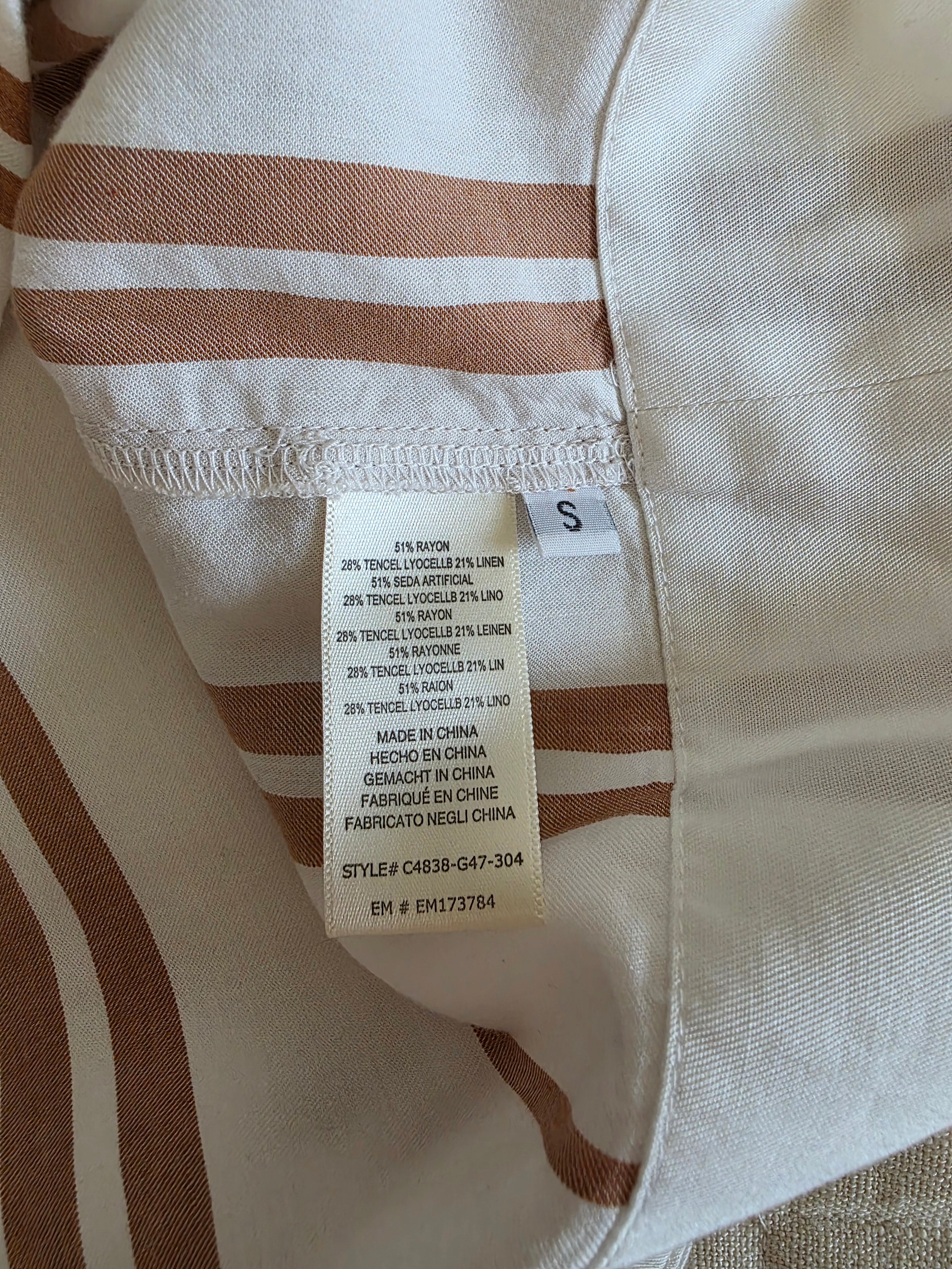 Cloth & Stone Striped Button Back Tank (S)