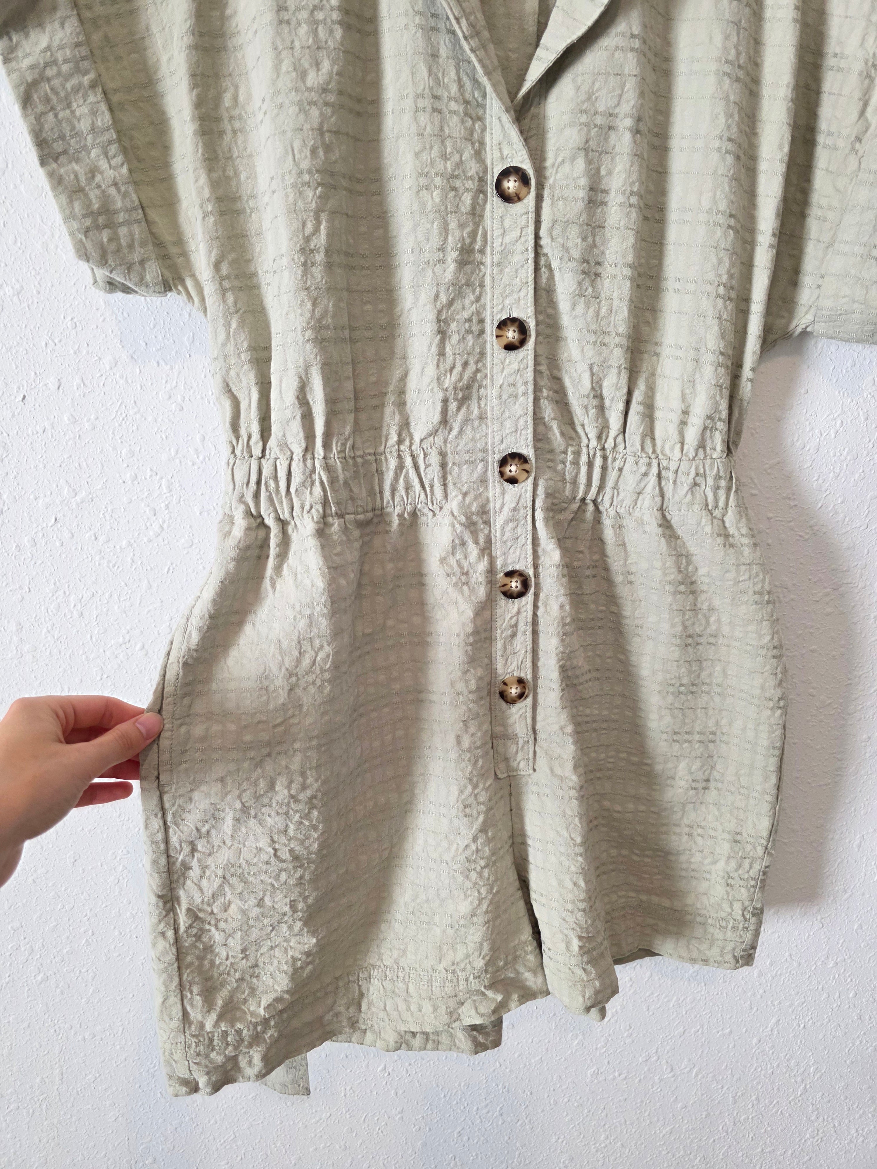 Madewell Green Textured Romper (M)