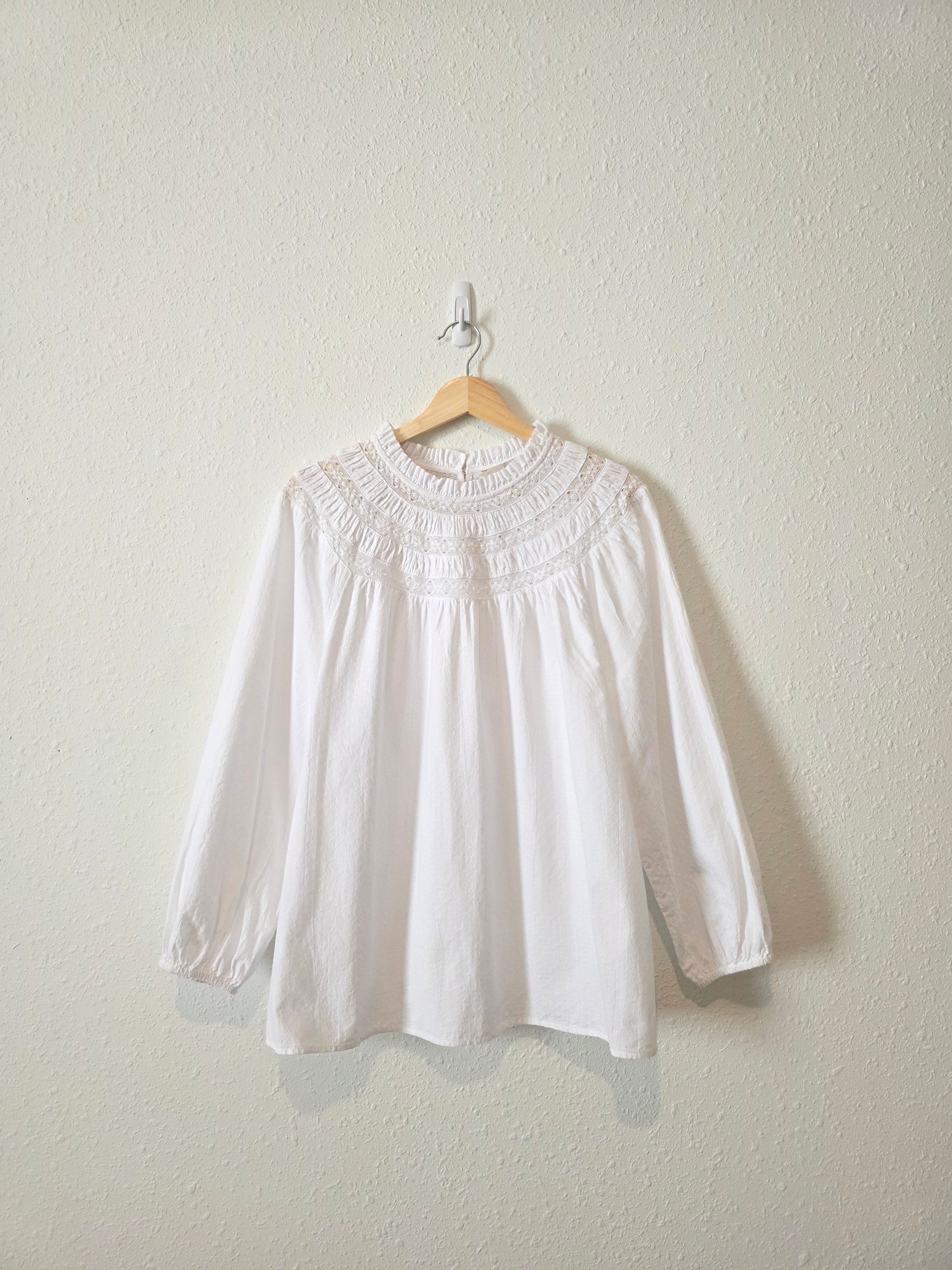 Loft White Puff Sleeve Blouse (XL)