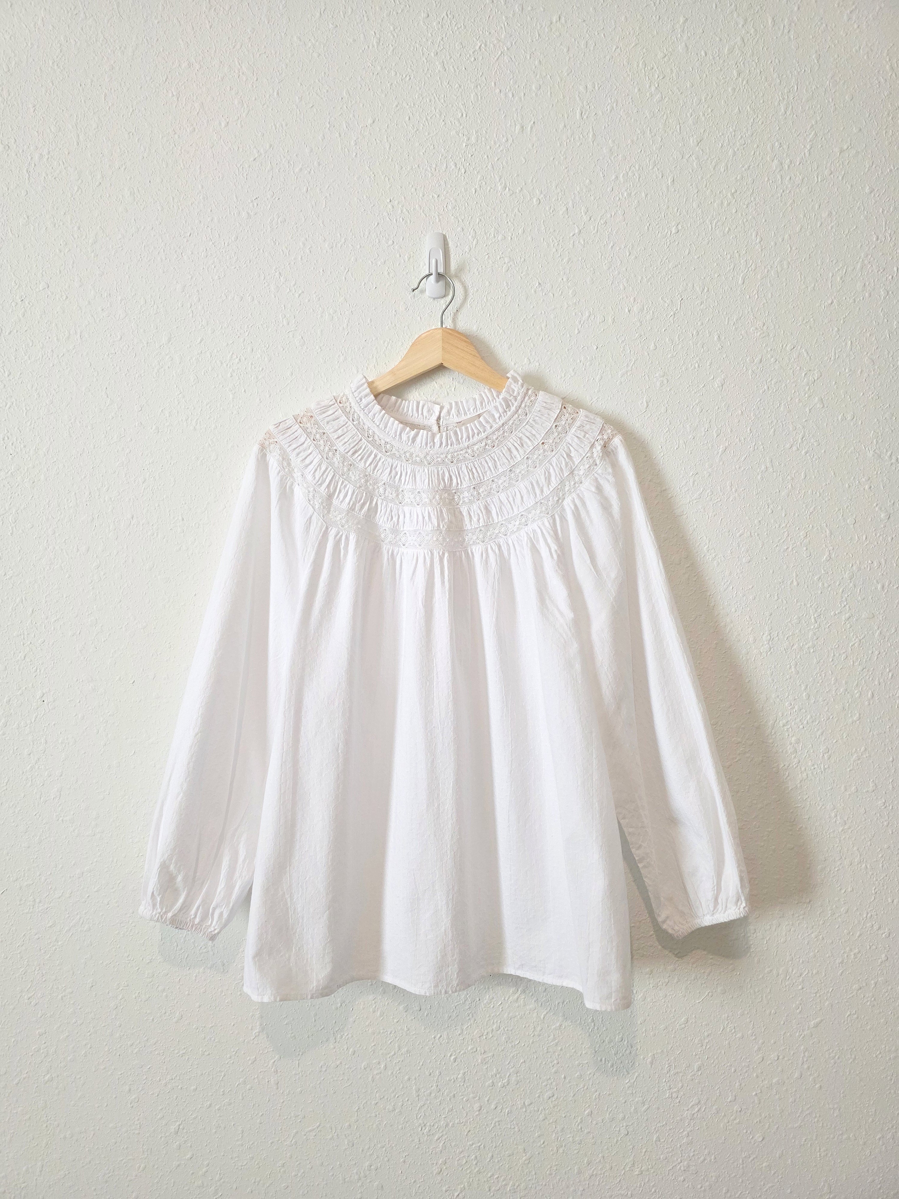 Loft White Puff Sleeve Blouse (XL)