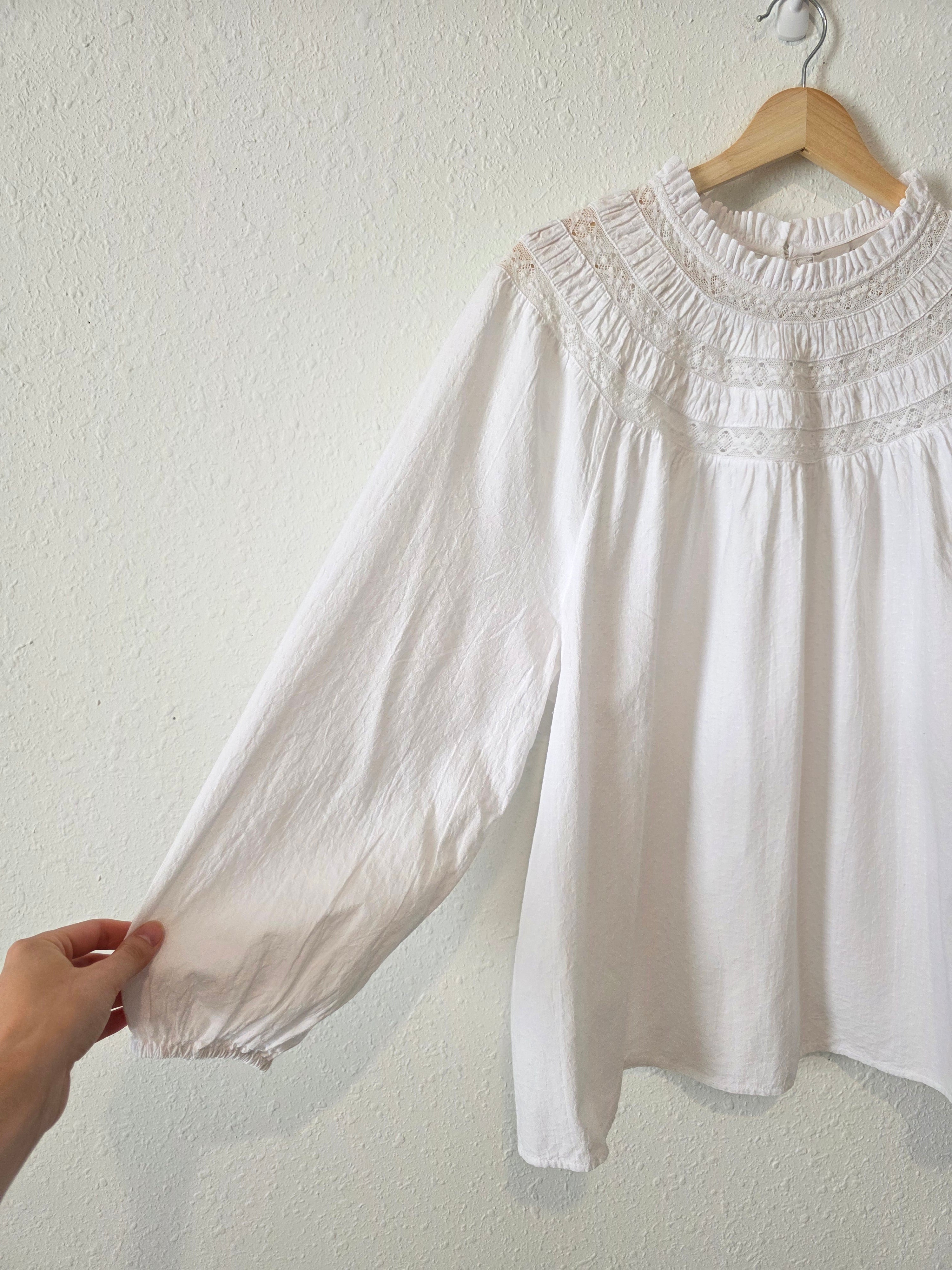 Loft White Puff Sleeve Blouse (XL)