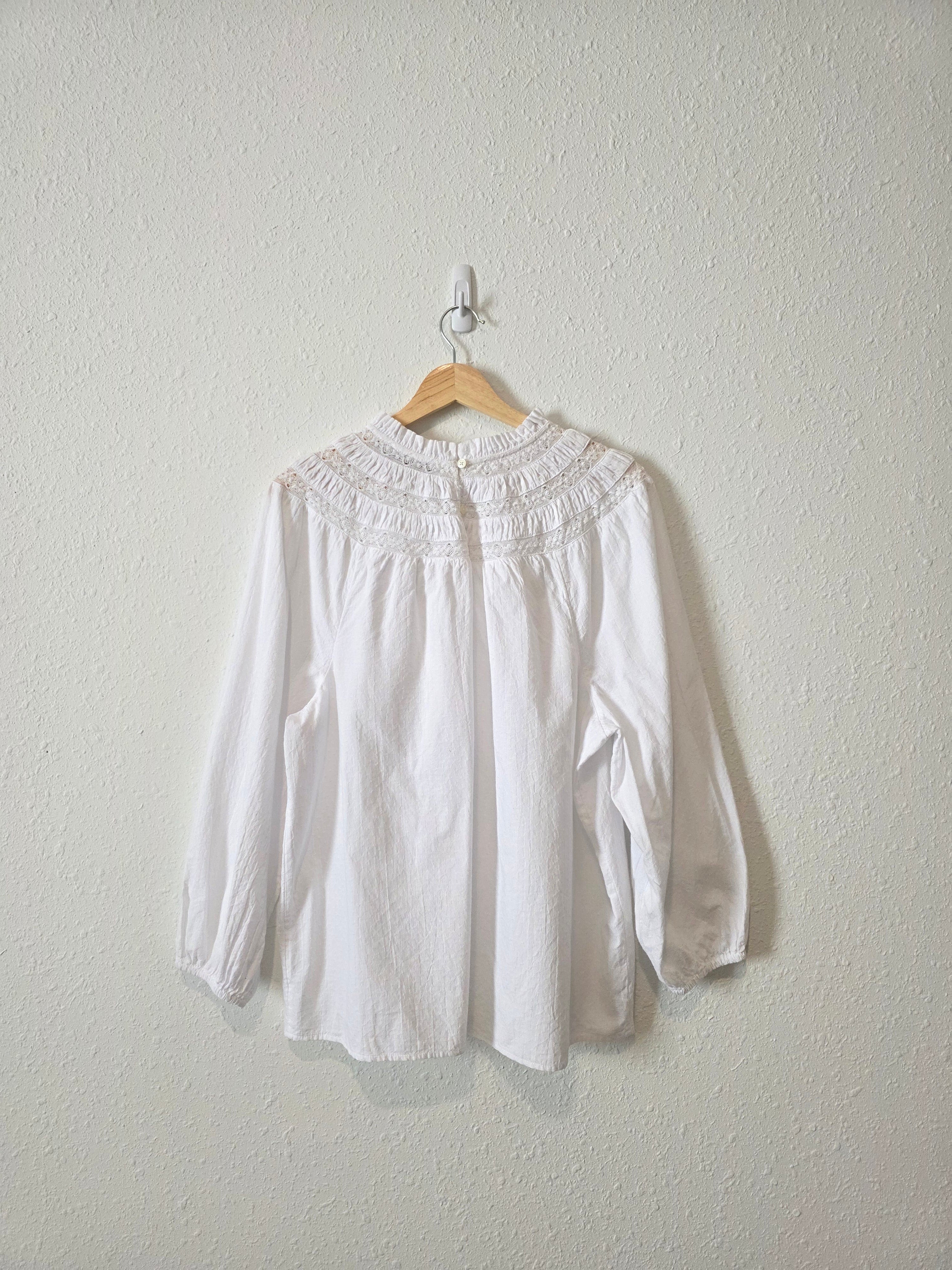 Loft White Puff Sleeve Blouse (XL)