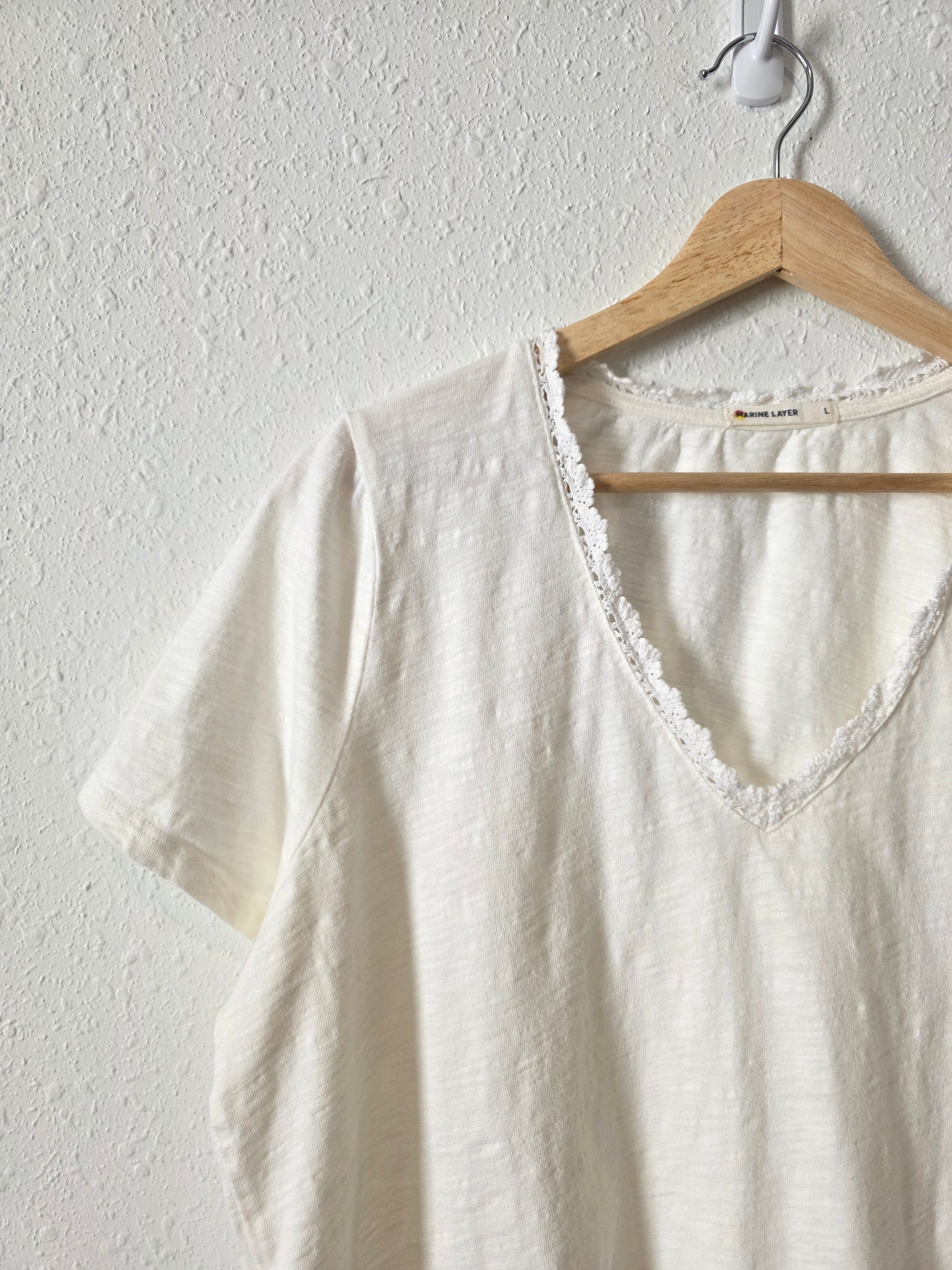 Marine Layer Crochet Cotton Tee (L)