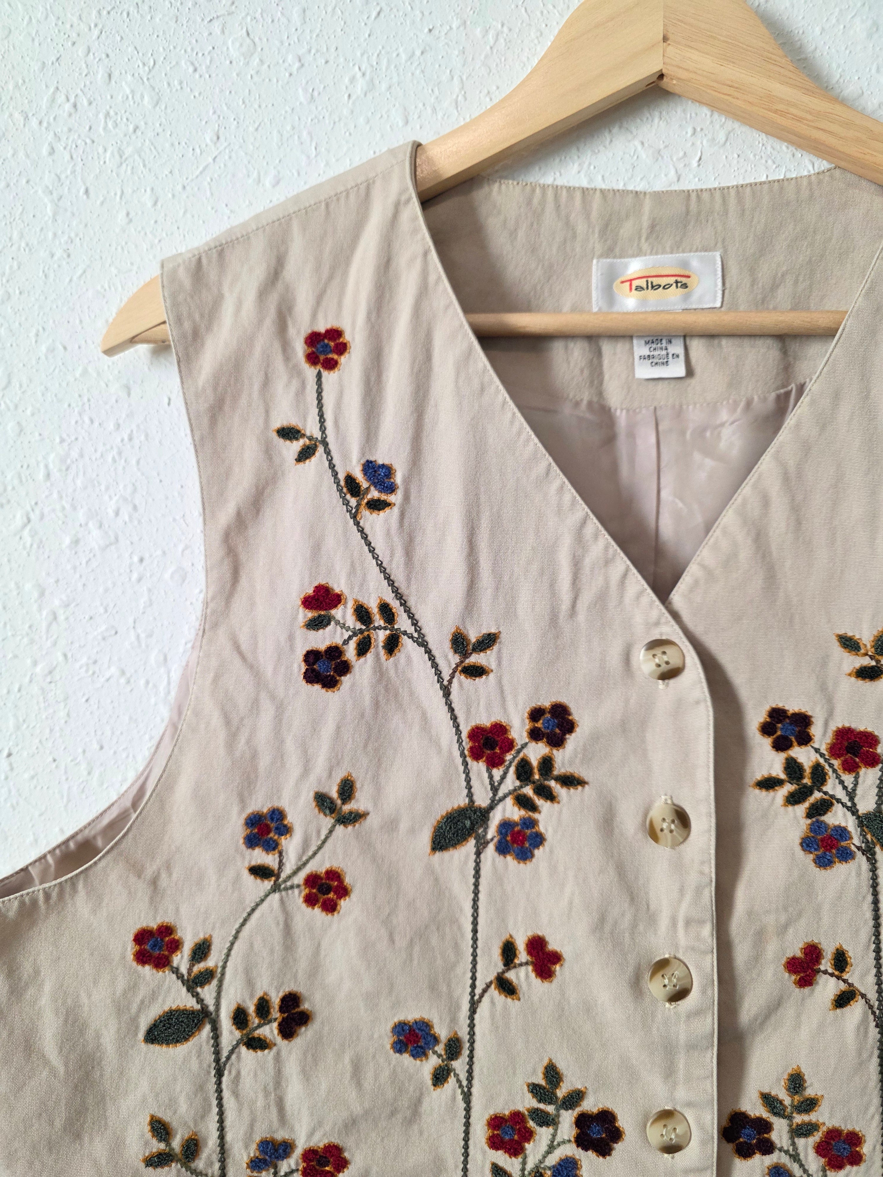 Vintage Floral Embroidered Vest (L)