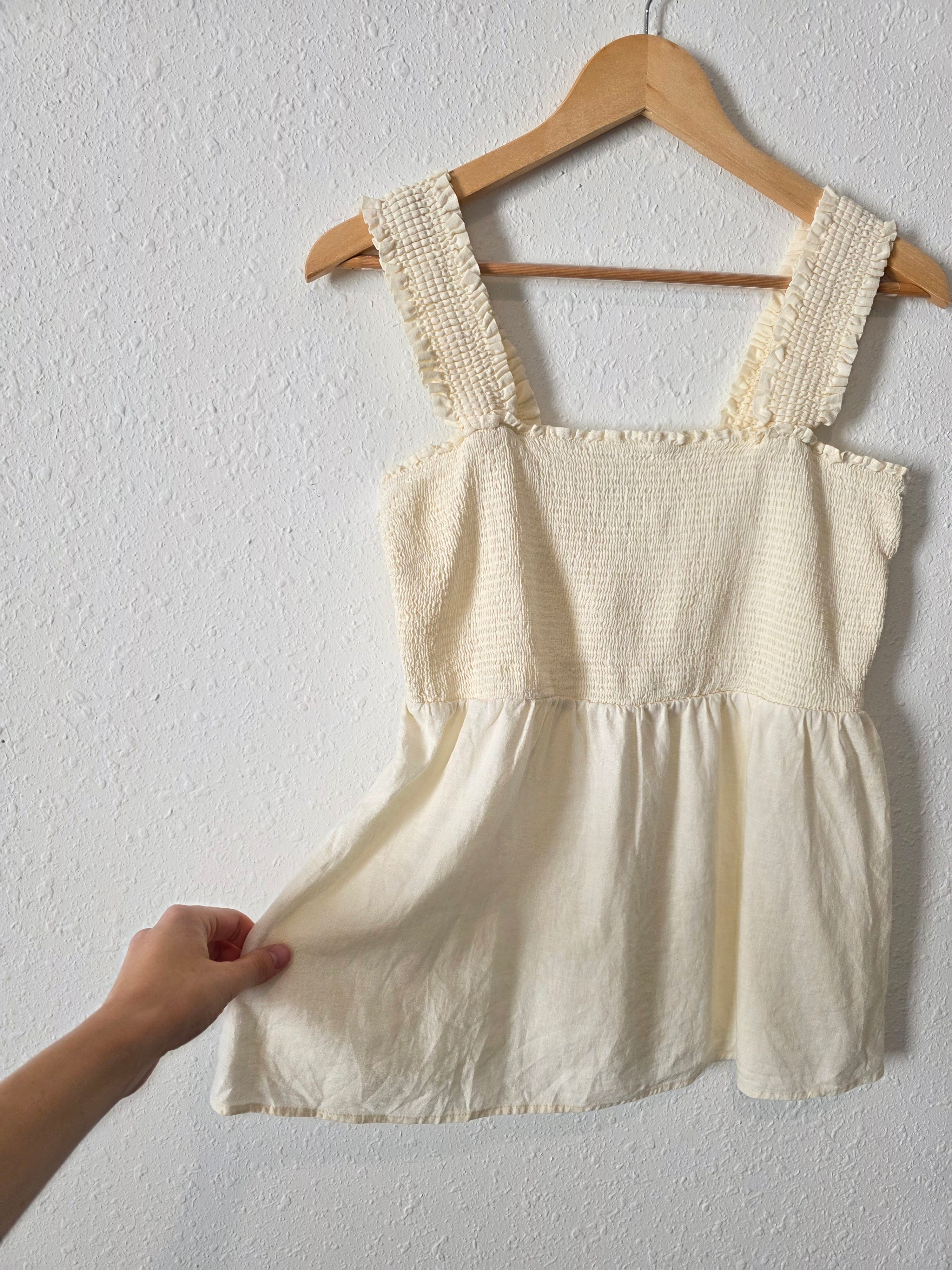 Linen Blend Smocked Tank (M)