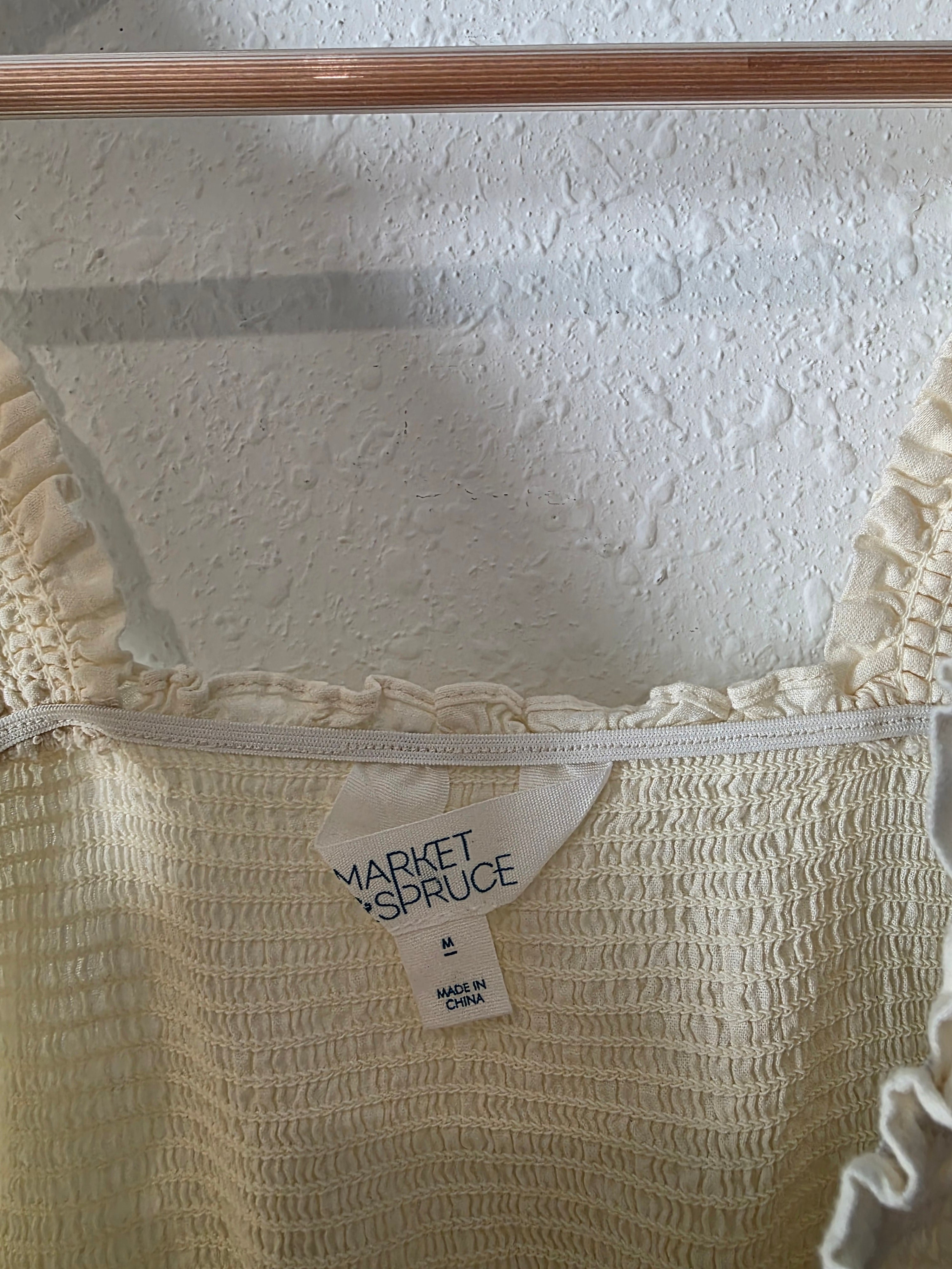 Linen Blend Smocked Tank (M)