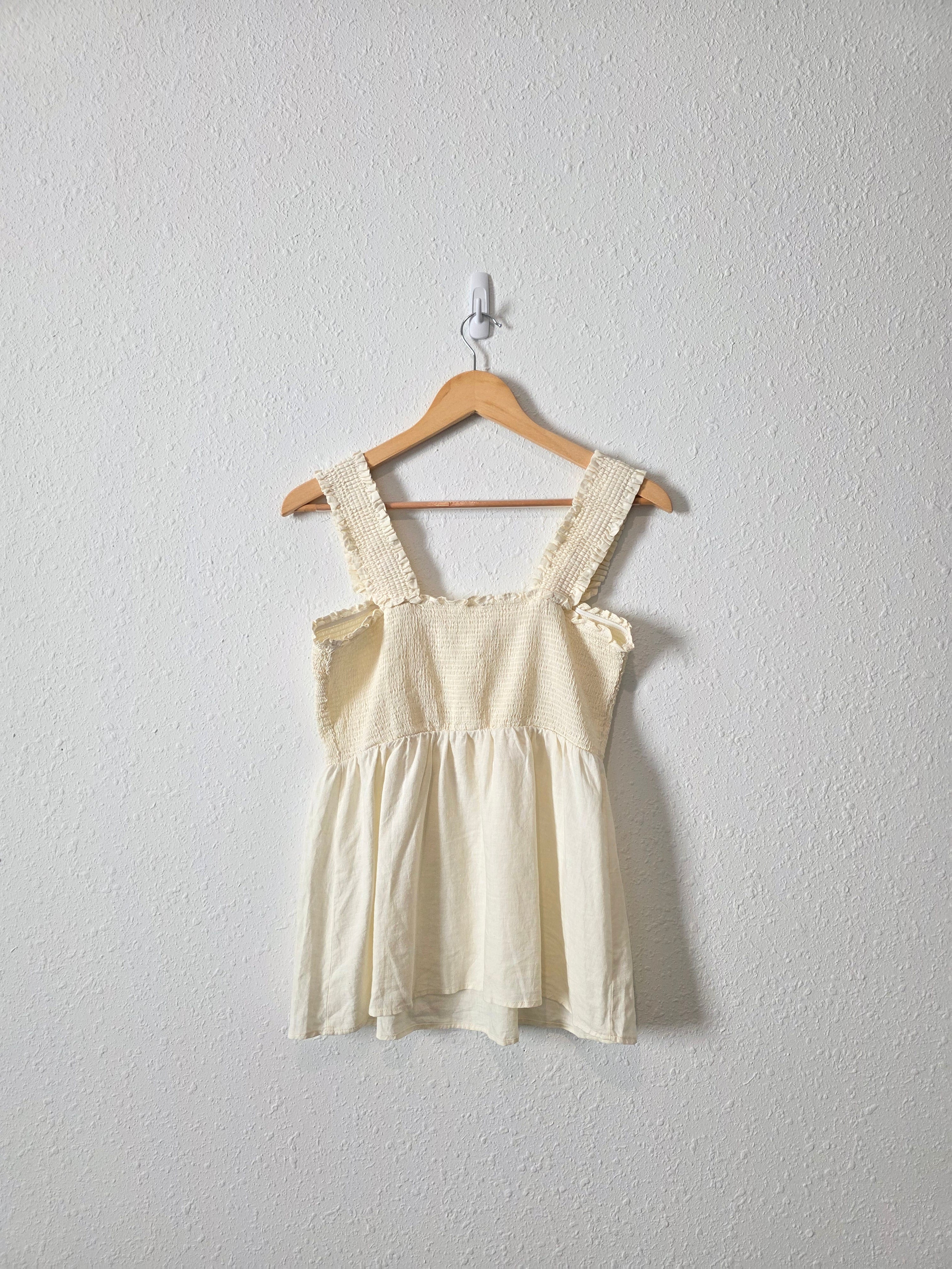 Linen Blend Smocked Tank (M)
