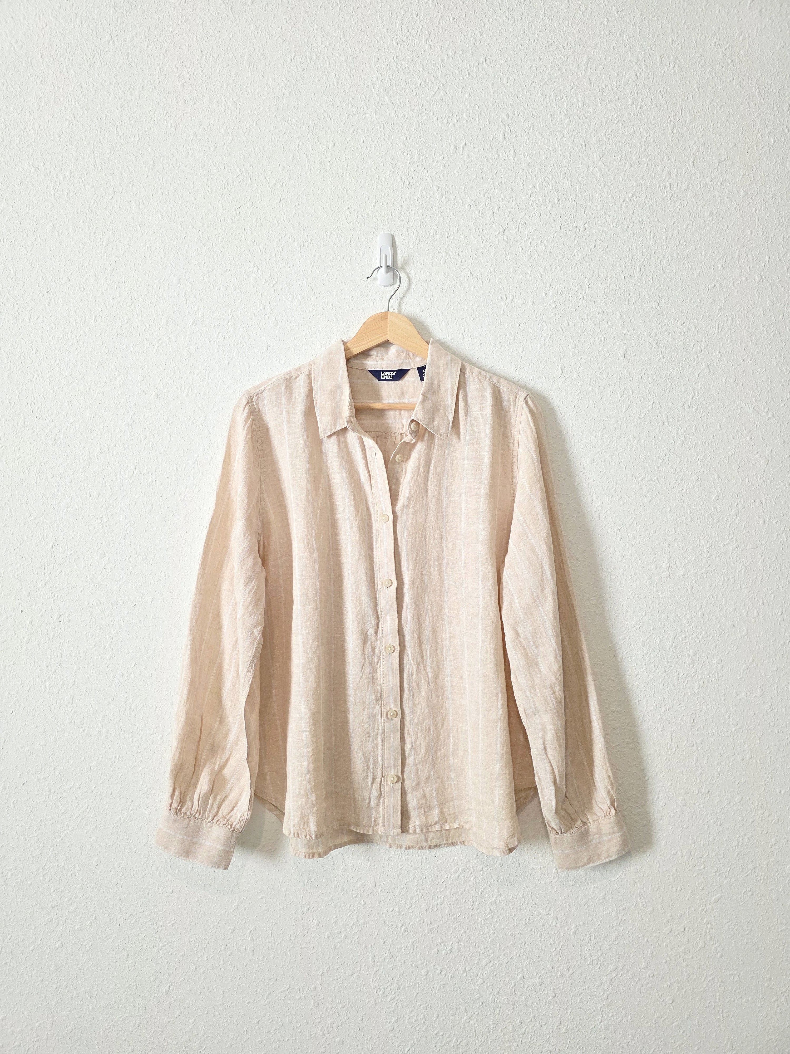 Lands End Neutral Linen Button Up (M)