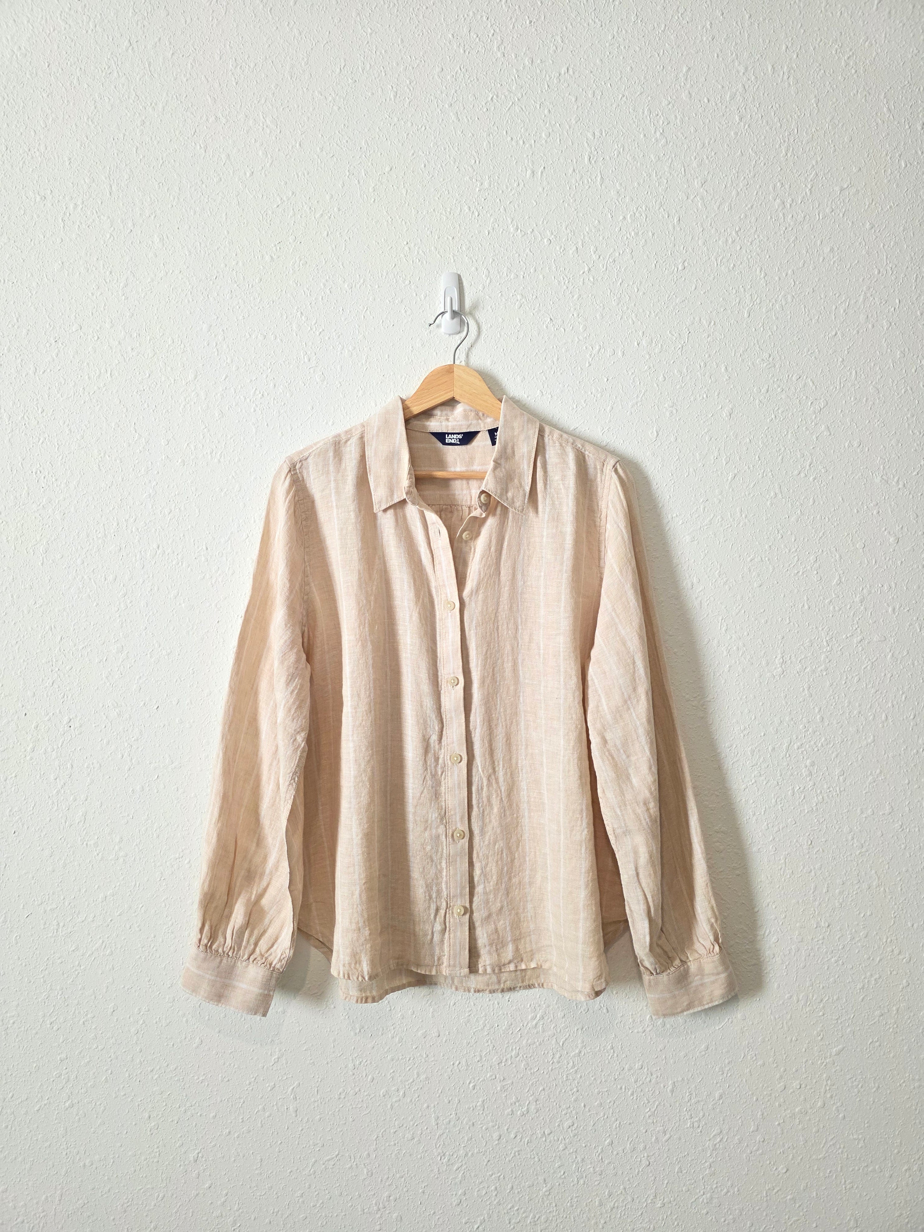 Lands End Neutral Linen Button Up (M)