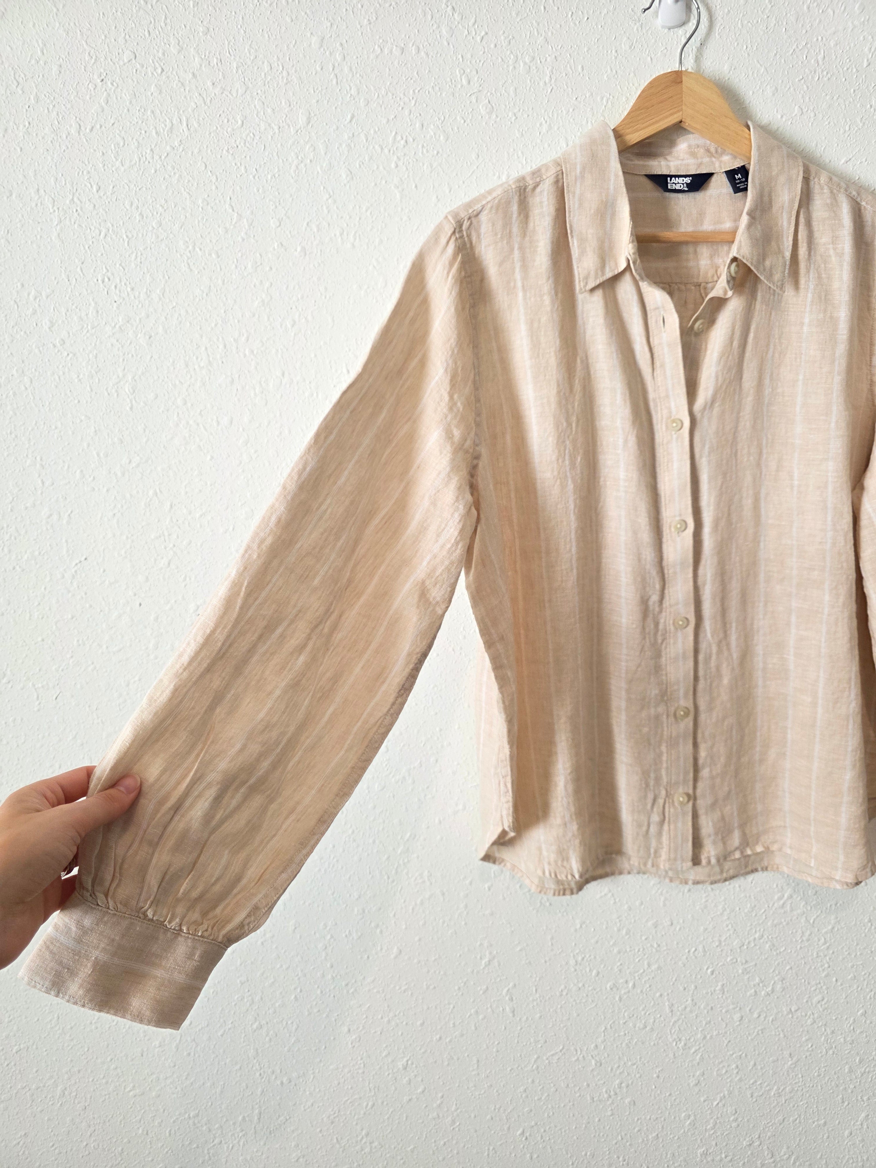 Lands End Neutral Linen Button Up (M)