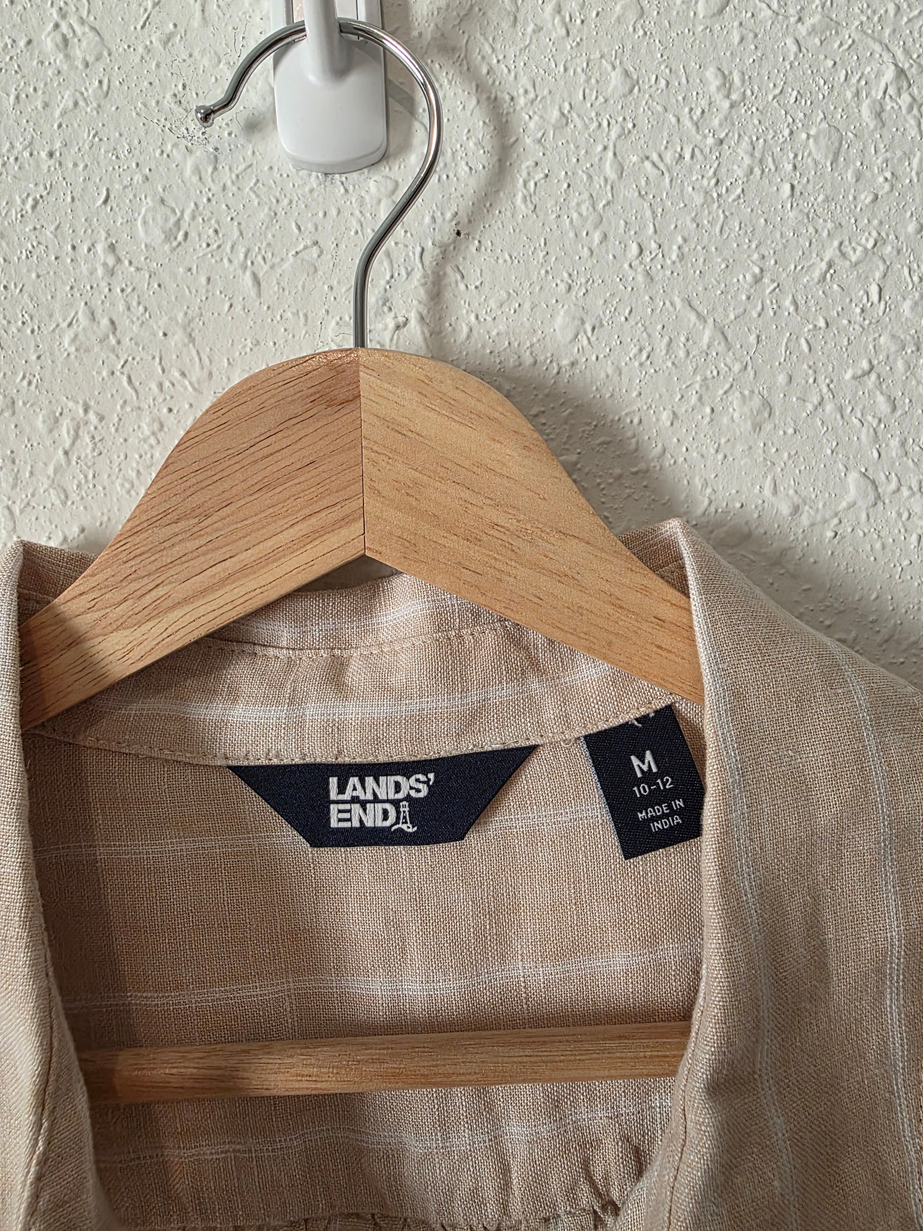 Lands End Neutral Linen Button Up (M)