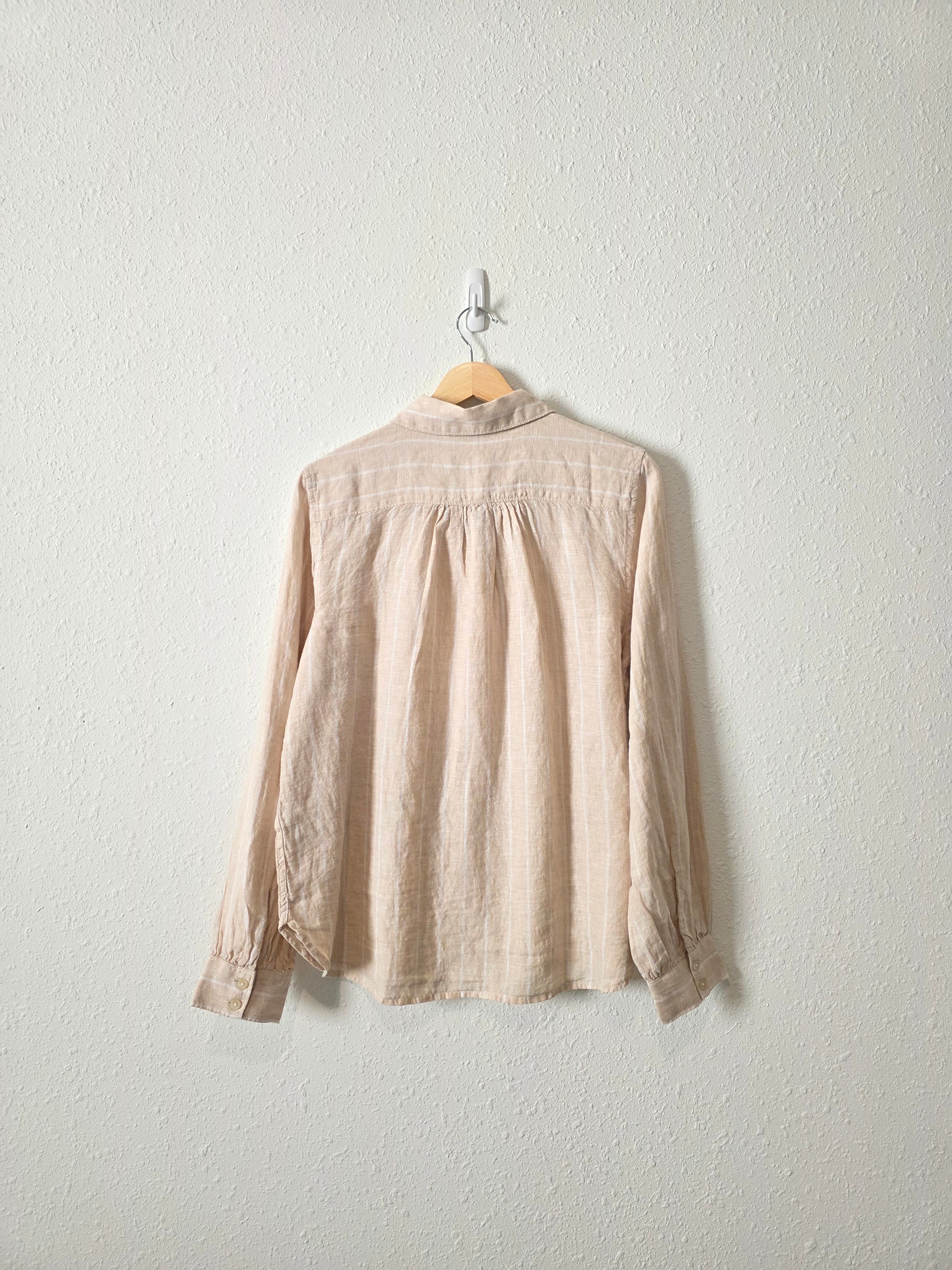 Lands End Neutral Linen Button Up (M)