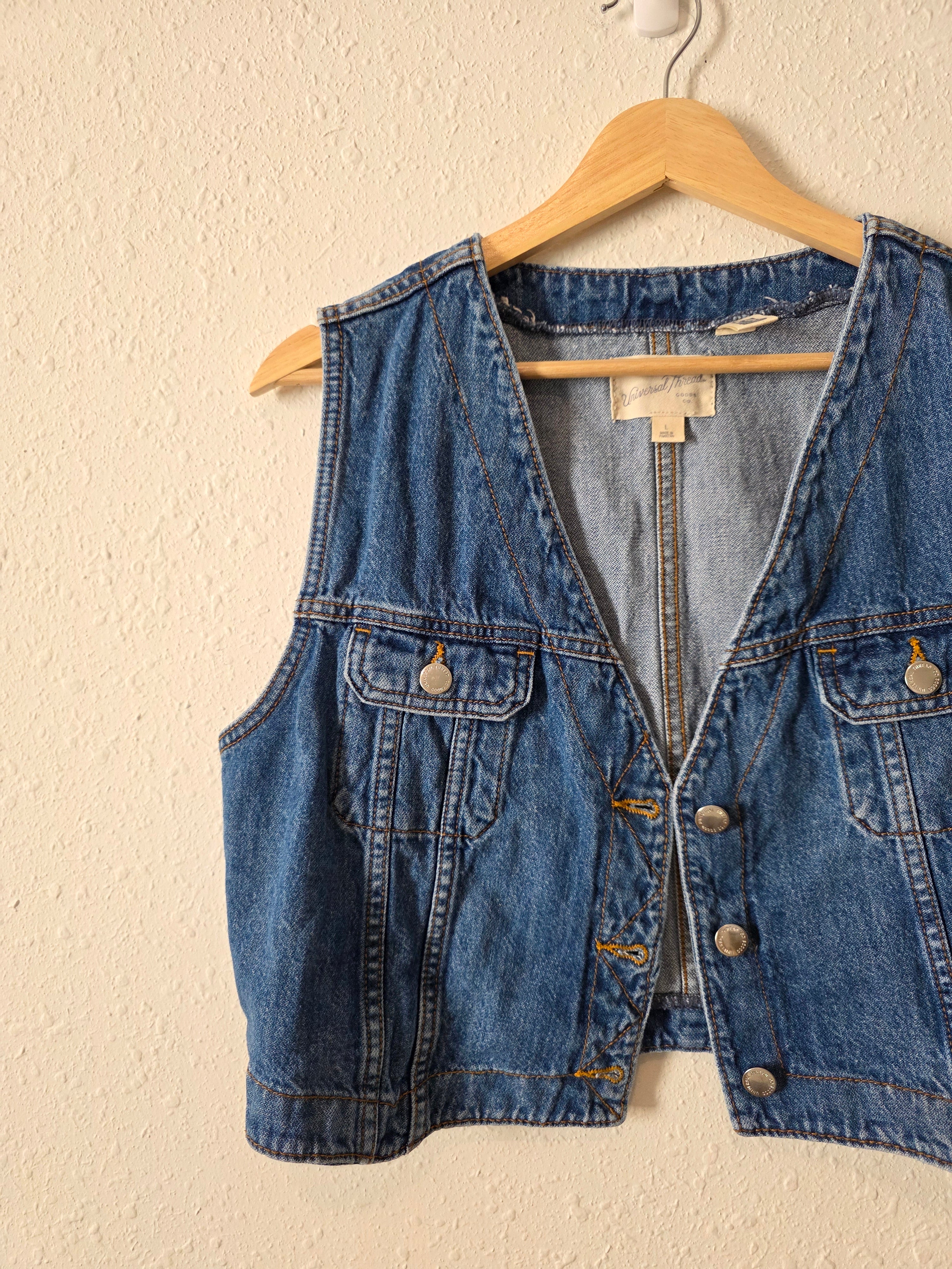 Cropped Denim Vest (L)