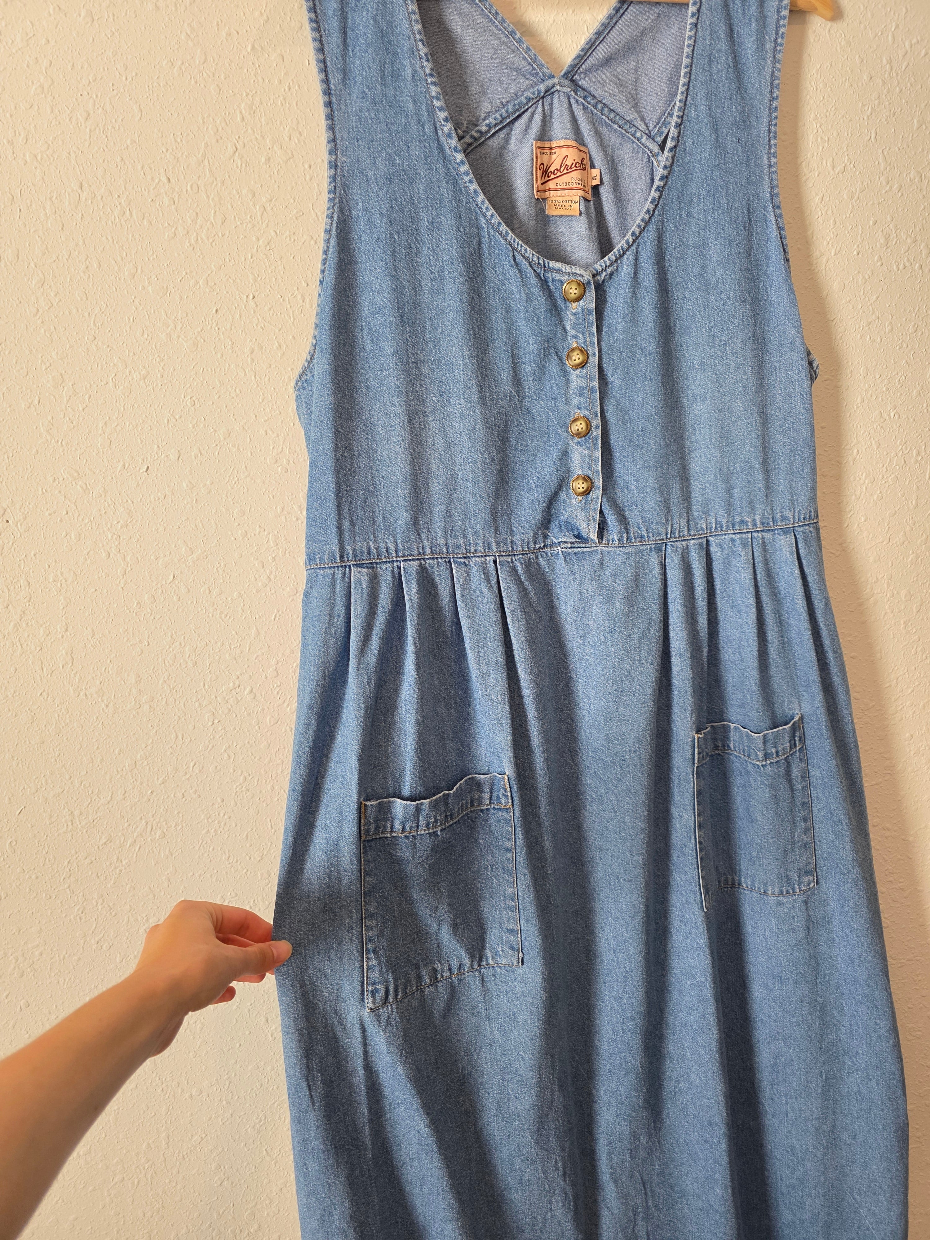 Vintage Denim Midi Dress (XL)