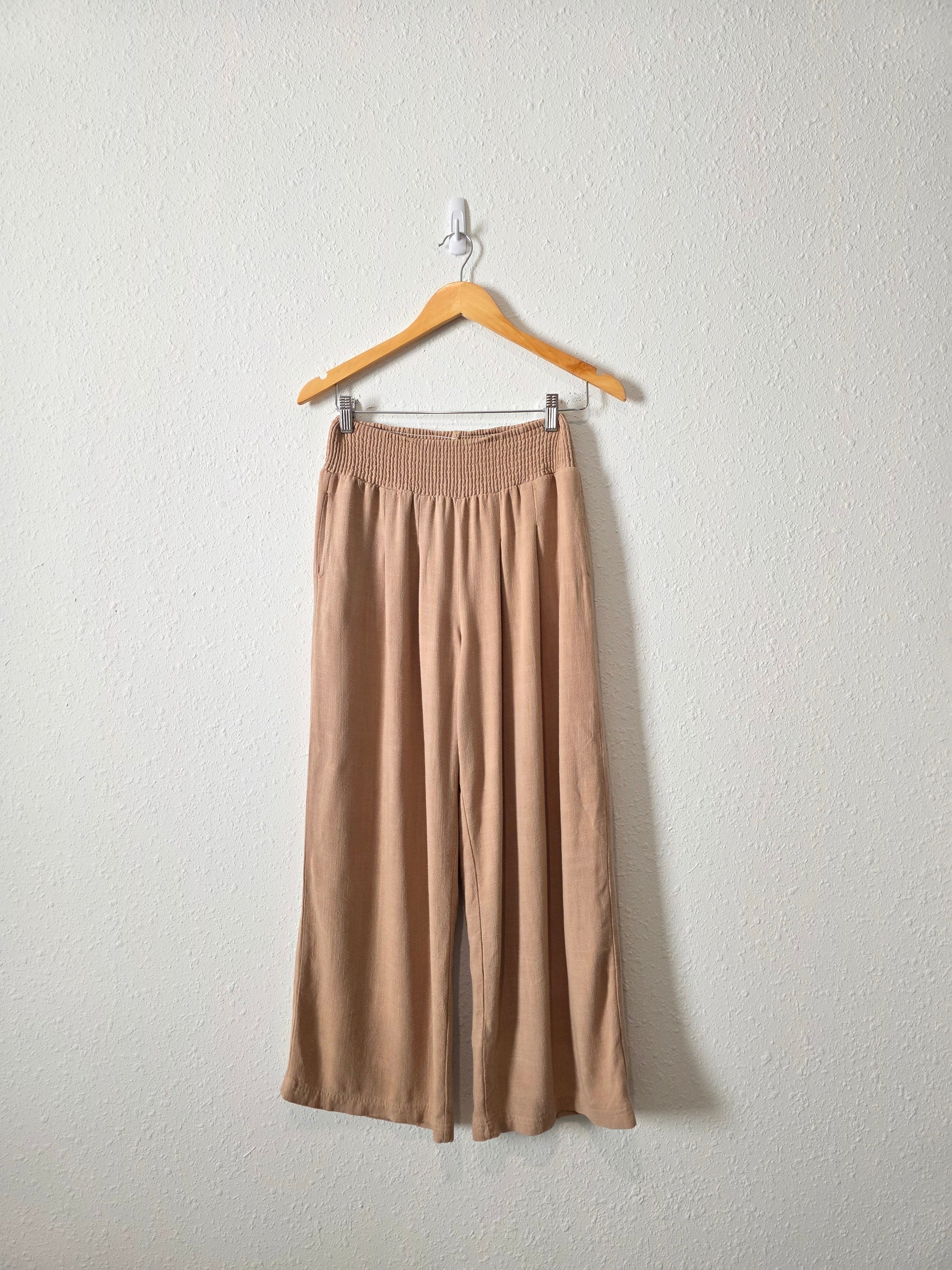 Wide Leg Linen Blend Pants (S)