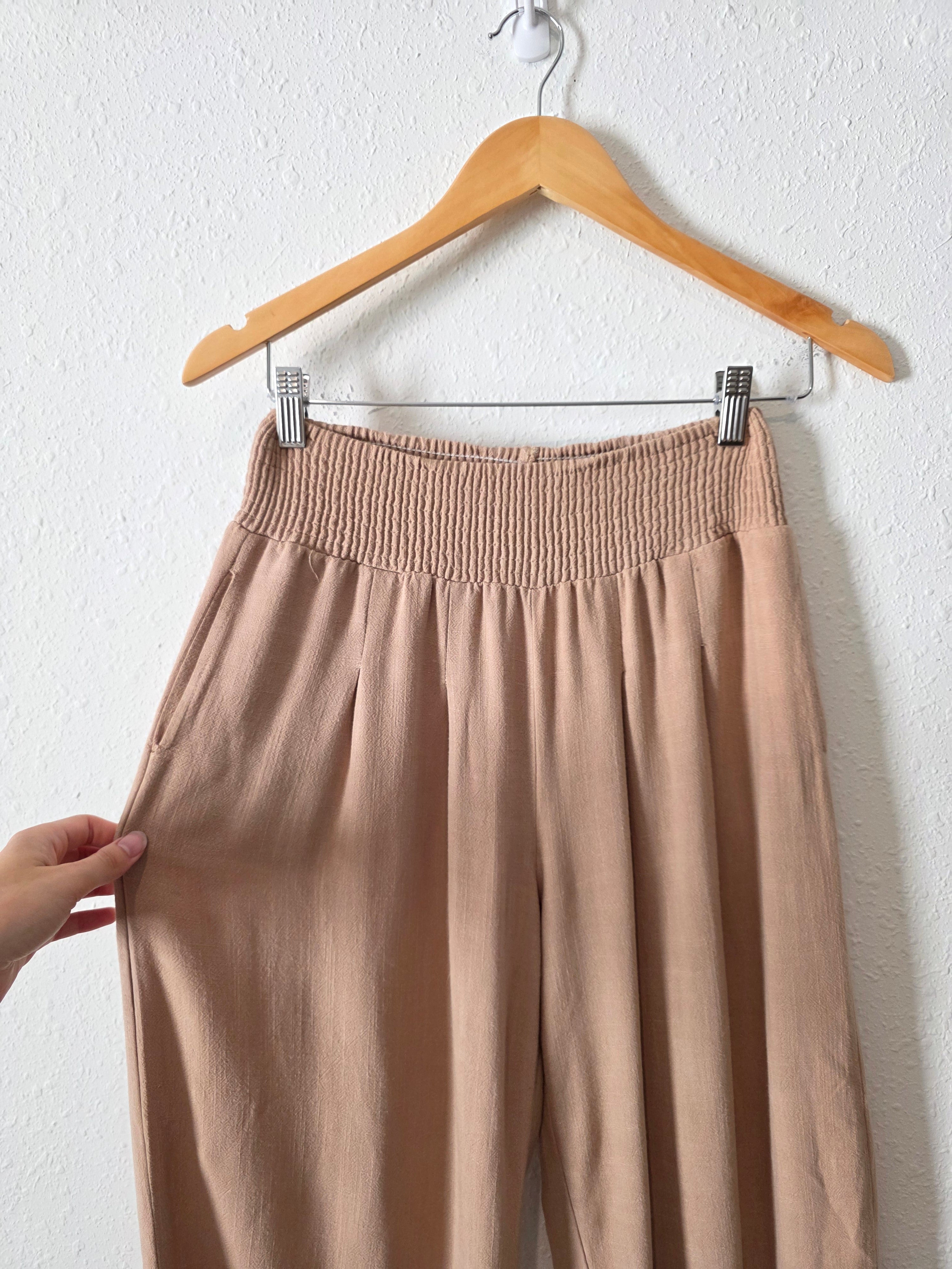 Wide Leg Linen Blend Pants (S)