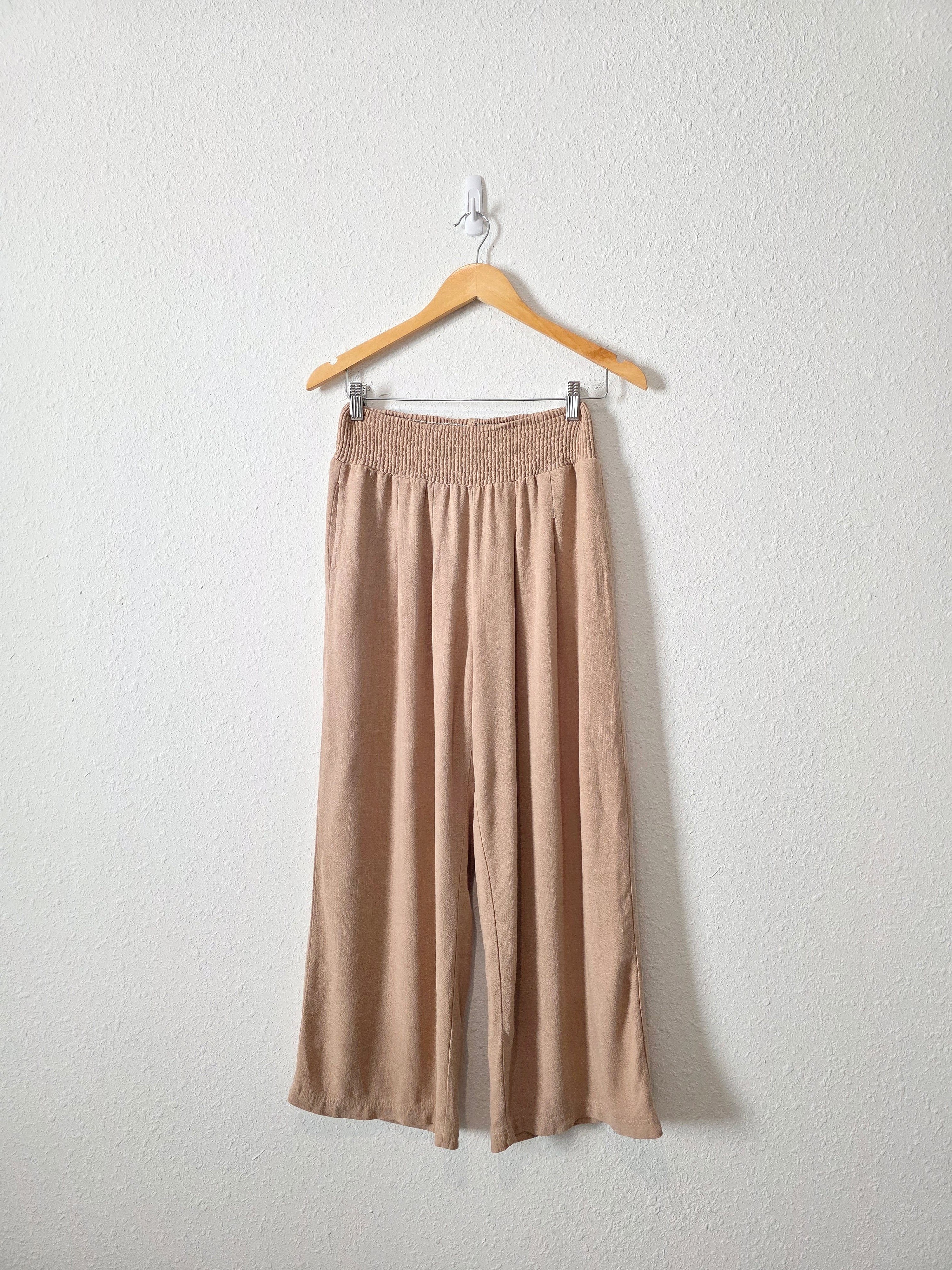 Wide Leg Linen Blend Pants (S)