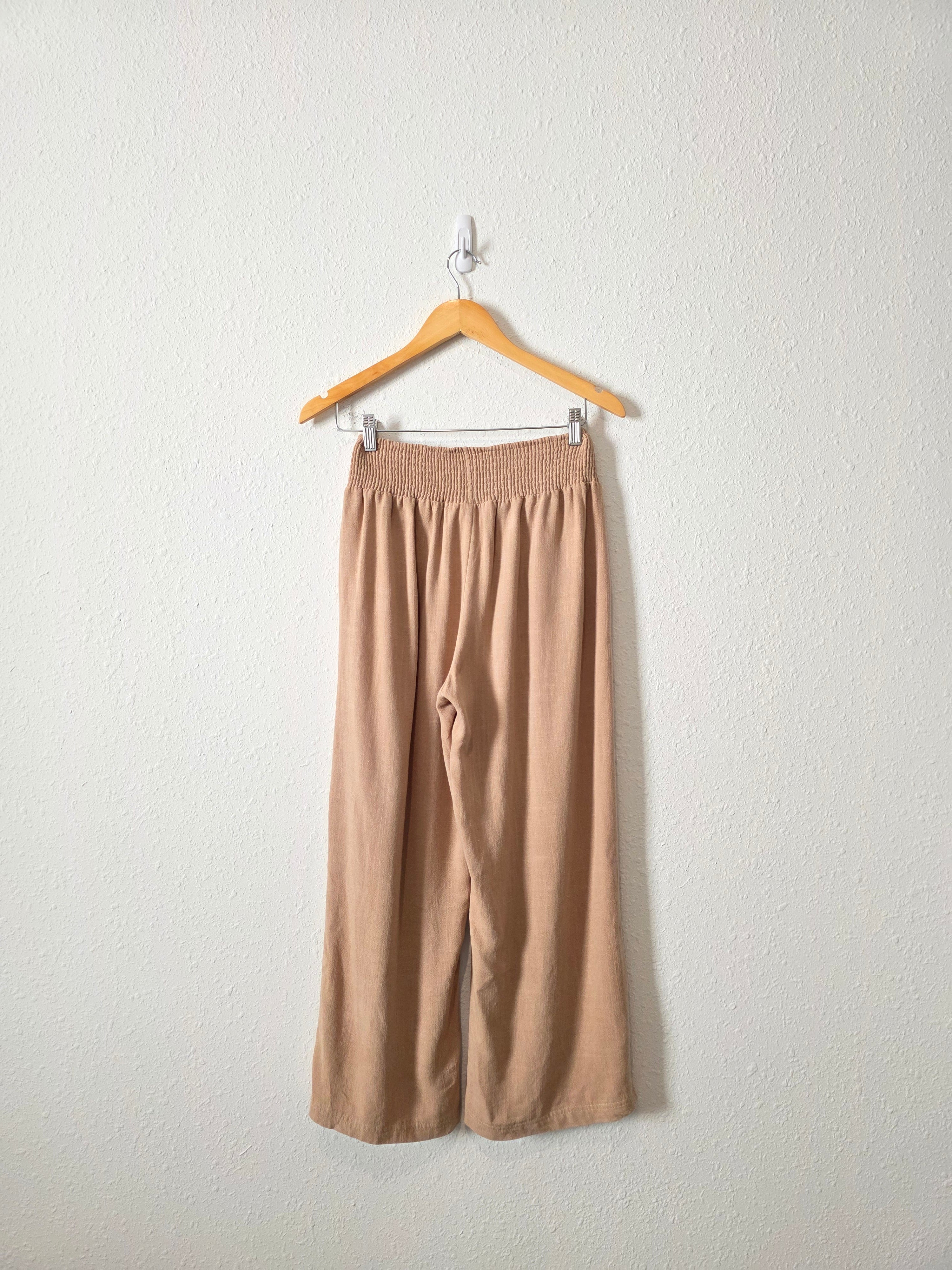 Wide Leg Linen Blend Pants (S)