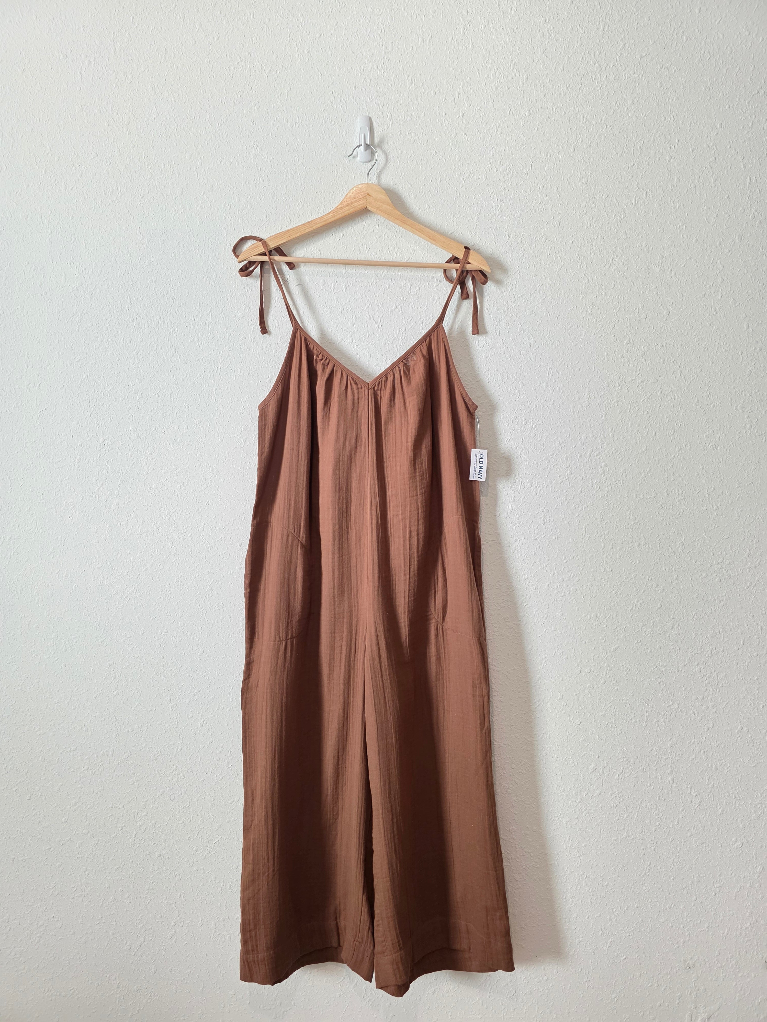 NEW Brown Gauze Wide Leg Jumpsuit (M)