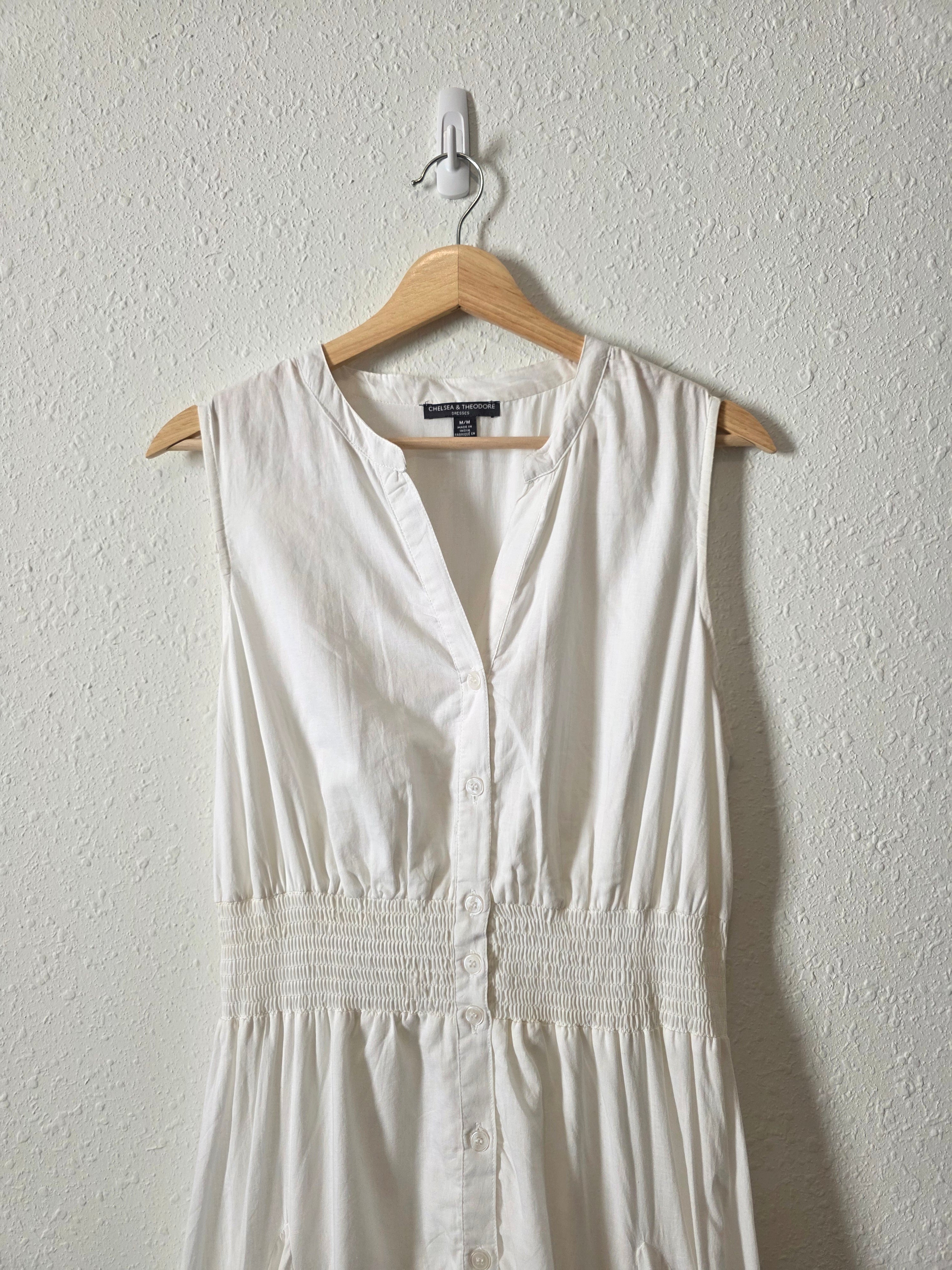 White Smocked Midi Dress (M)