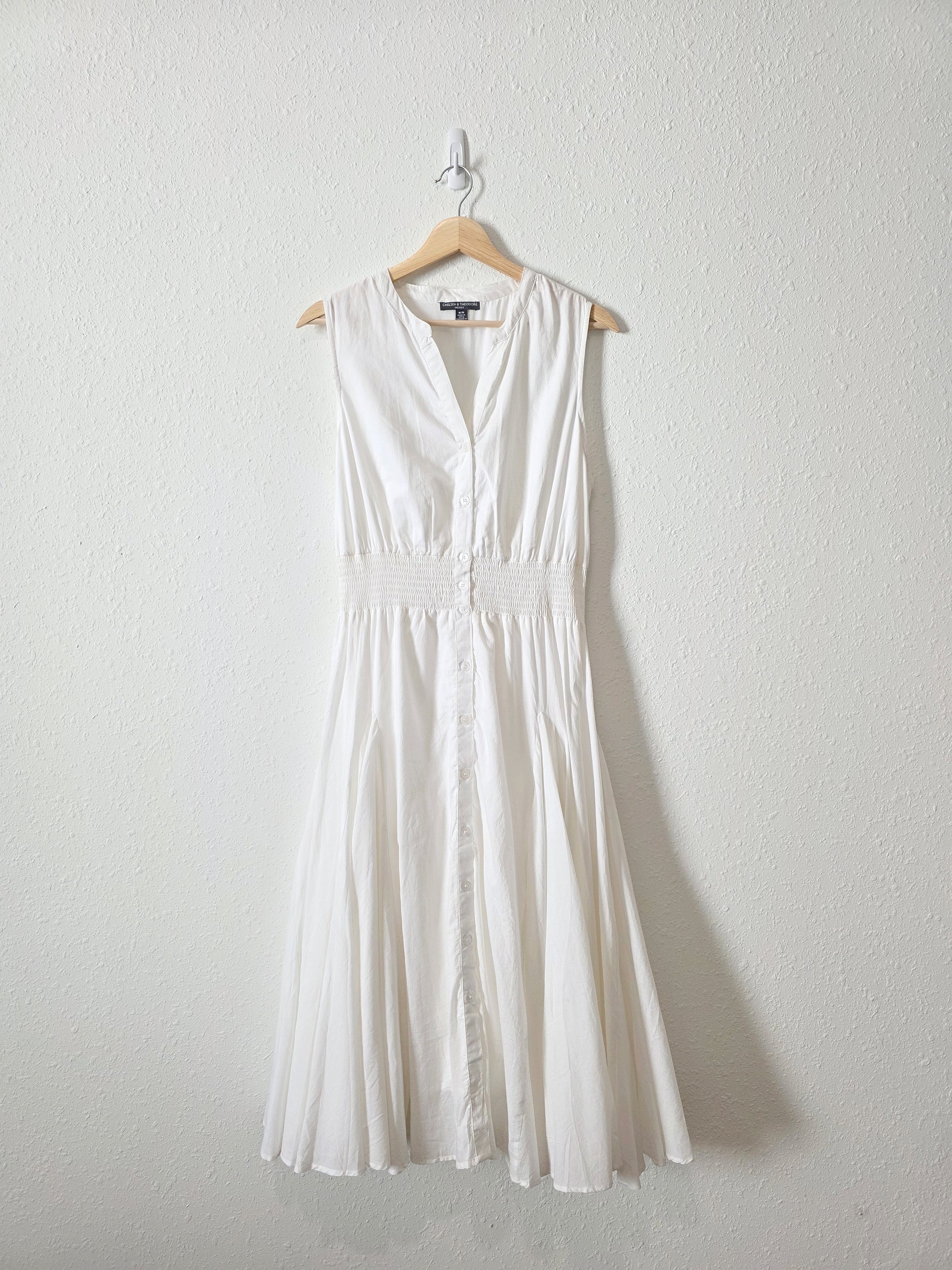 White Smocked Midi Dress (M)
