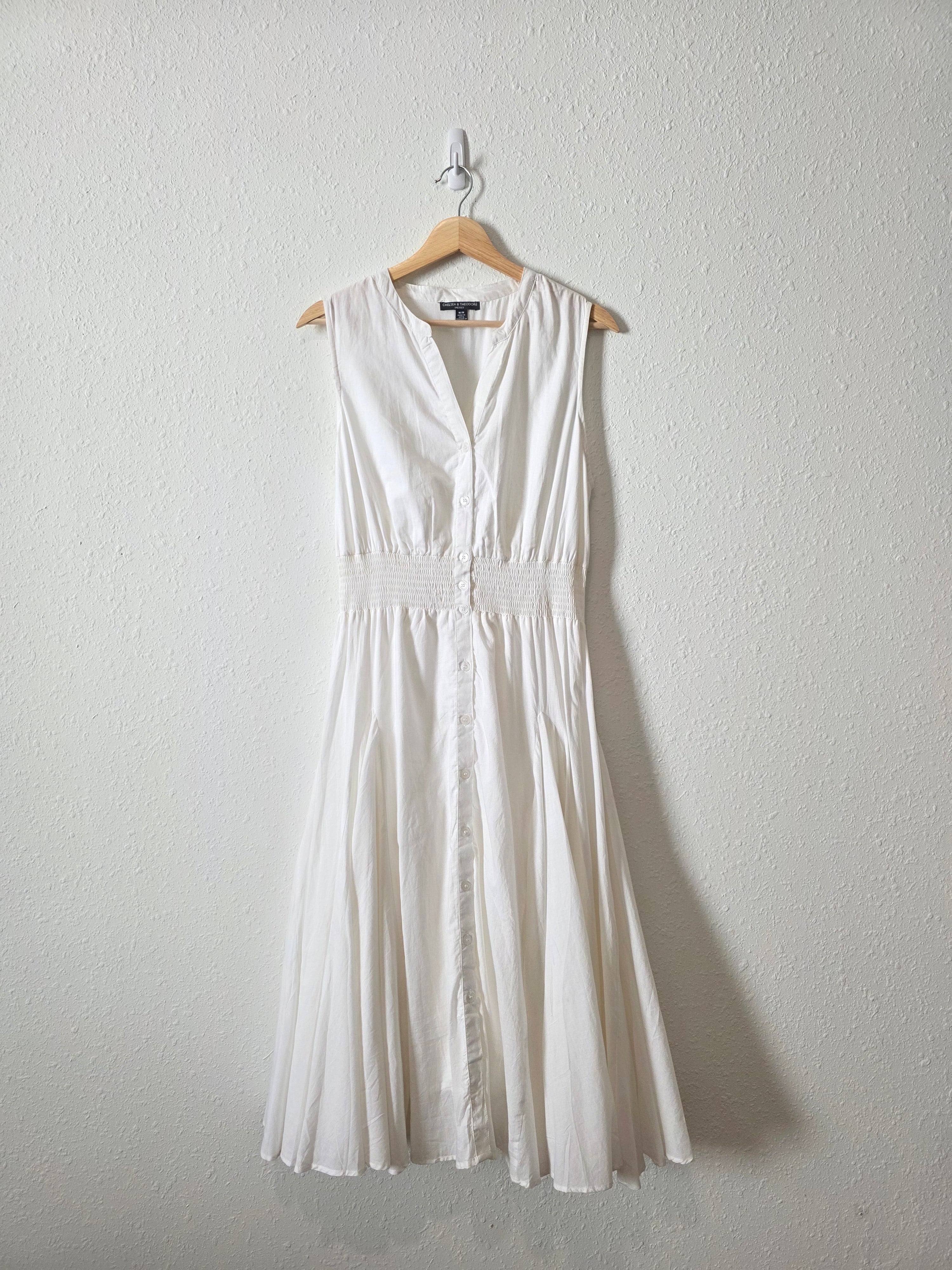 White Smocked Midi Dress (M)