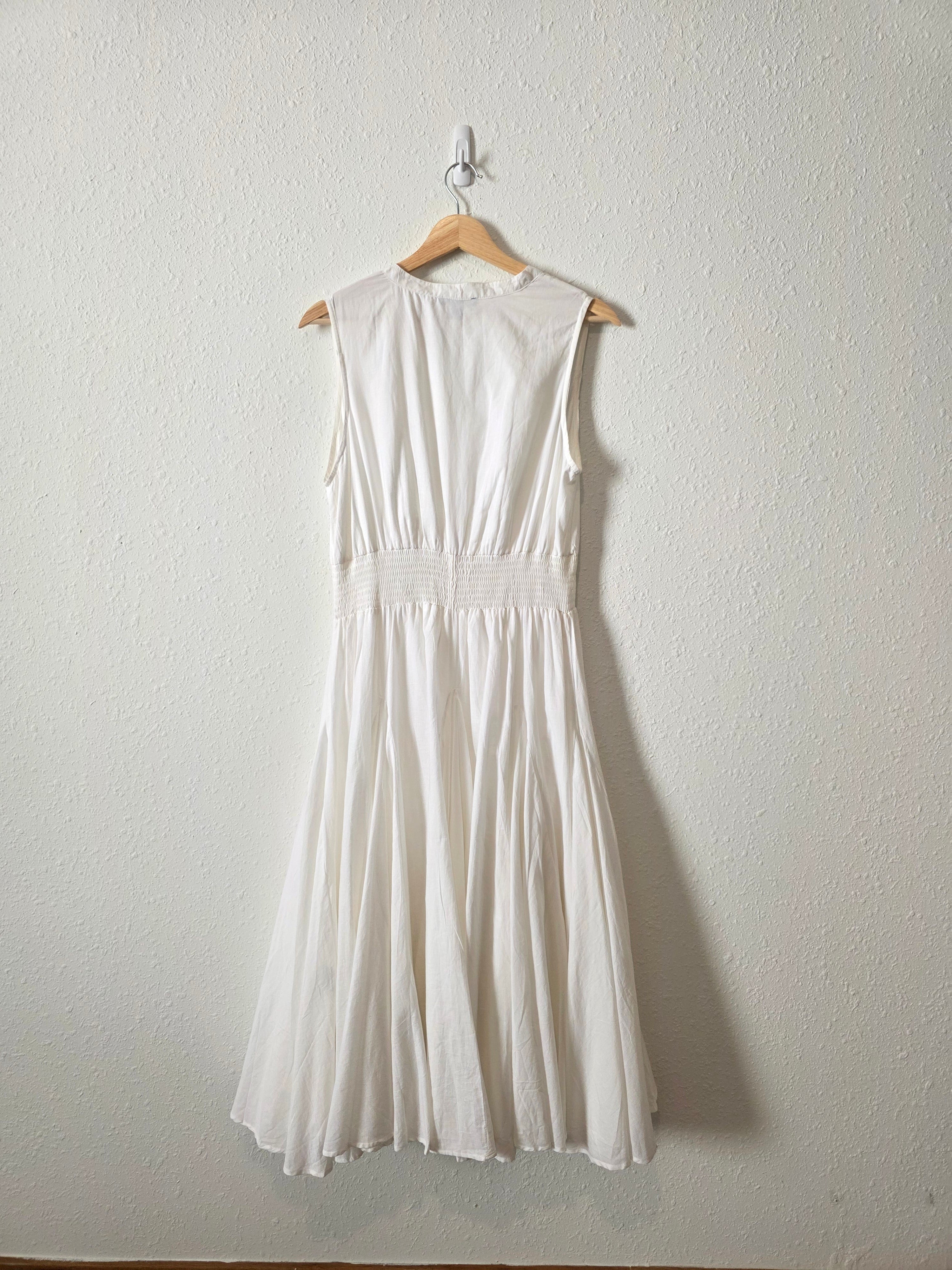White Smocked Midi Dress (M)