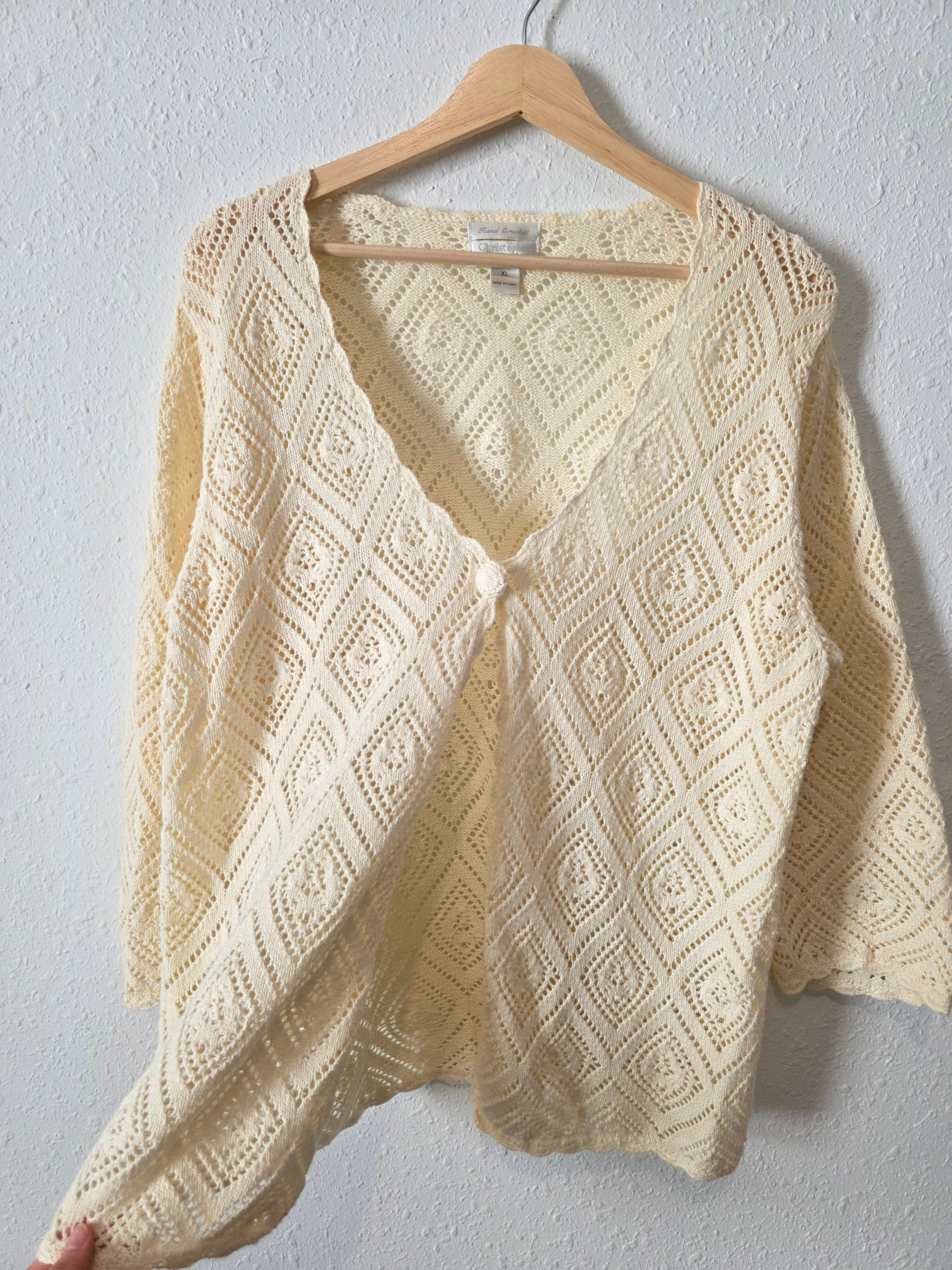 Vintage Crochet Knit Top (XL)