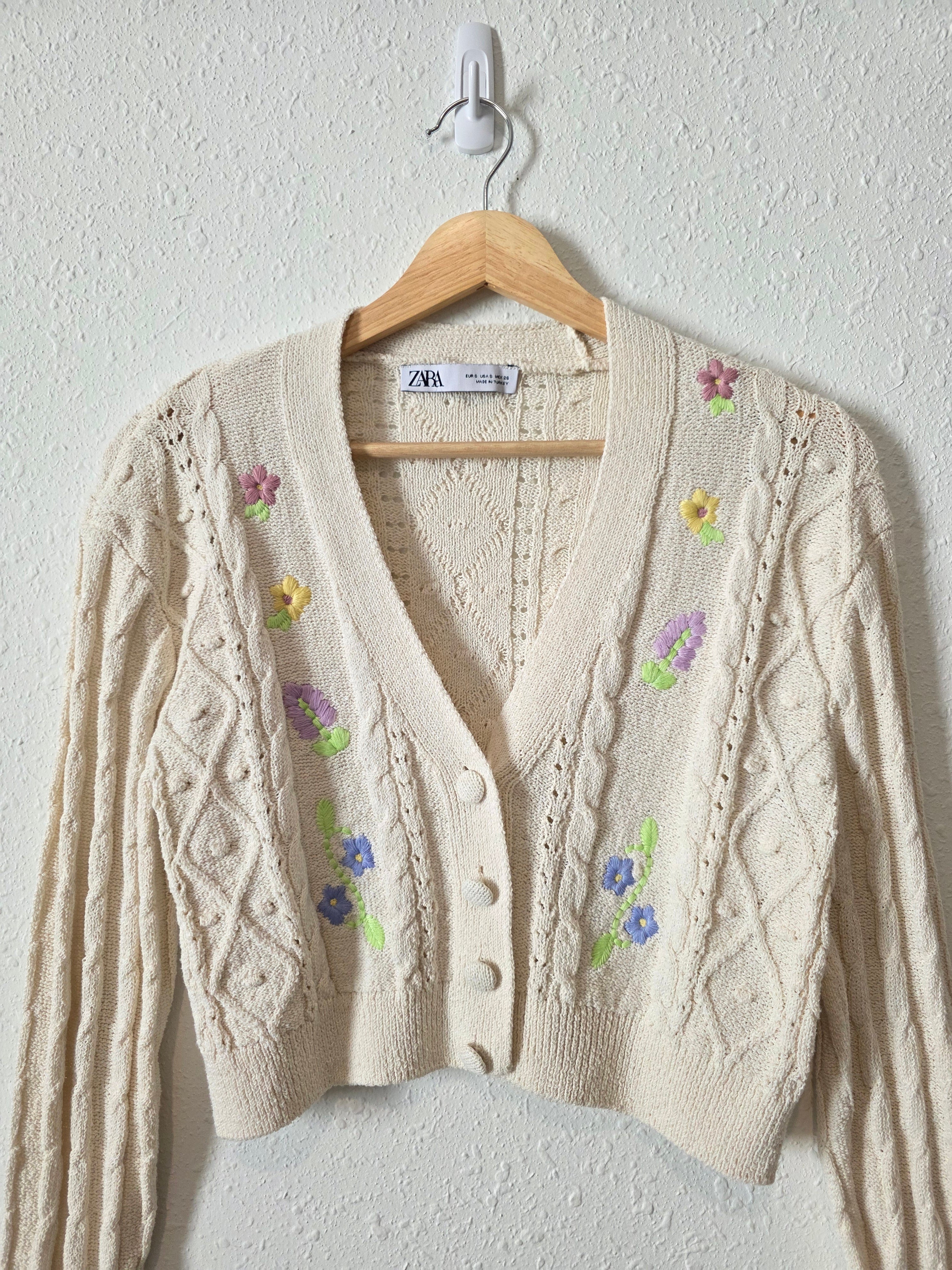 Zara Floral Embroidered Cardigan (S)