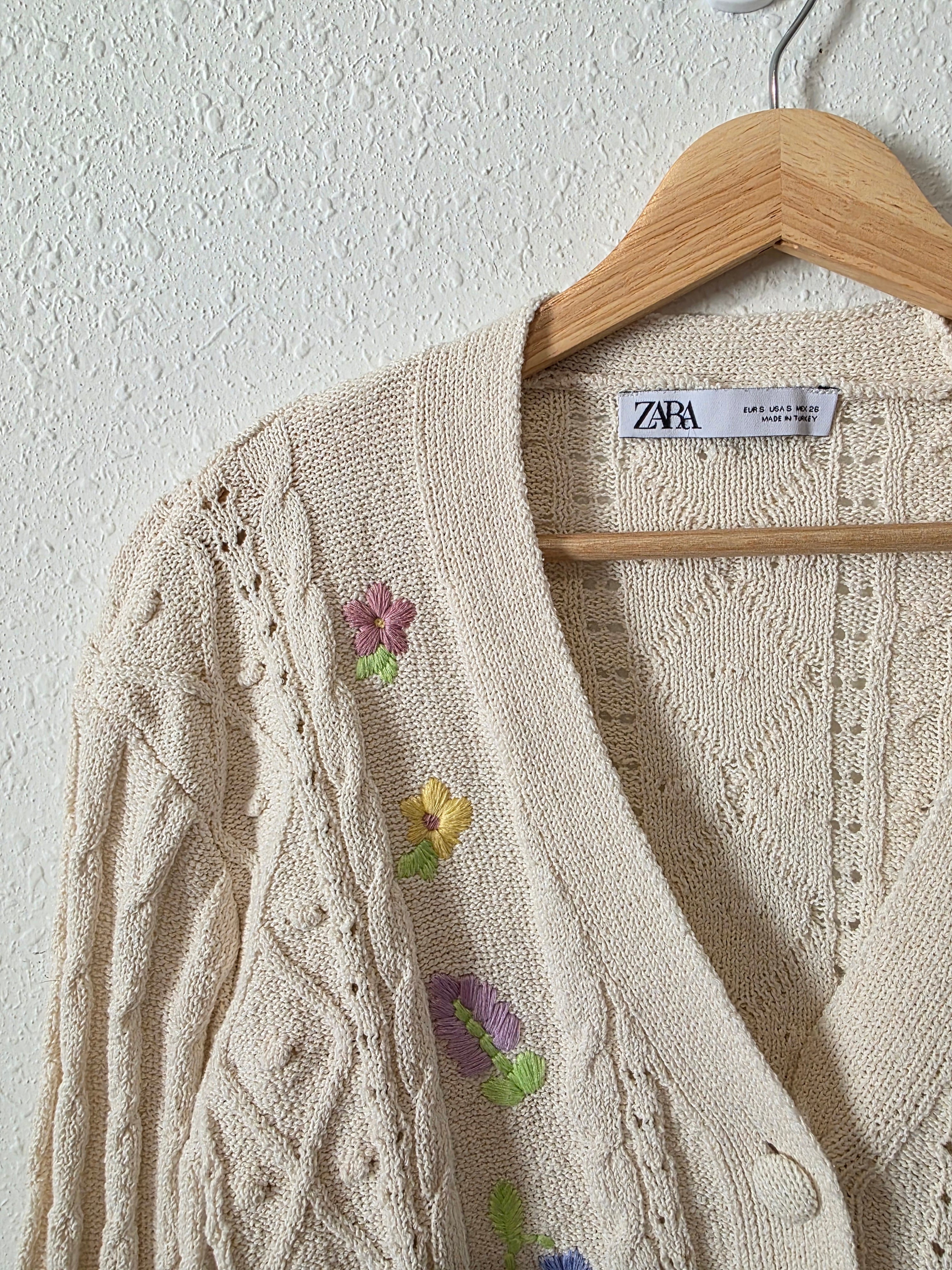 Zara Floral Embroidered Cardigan (S)
