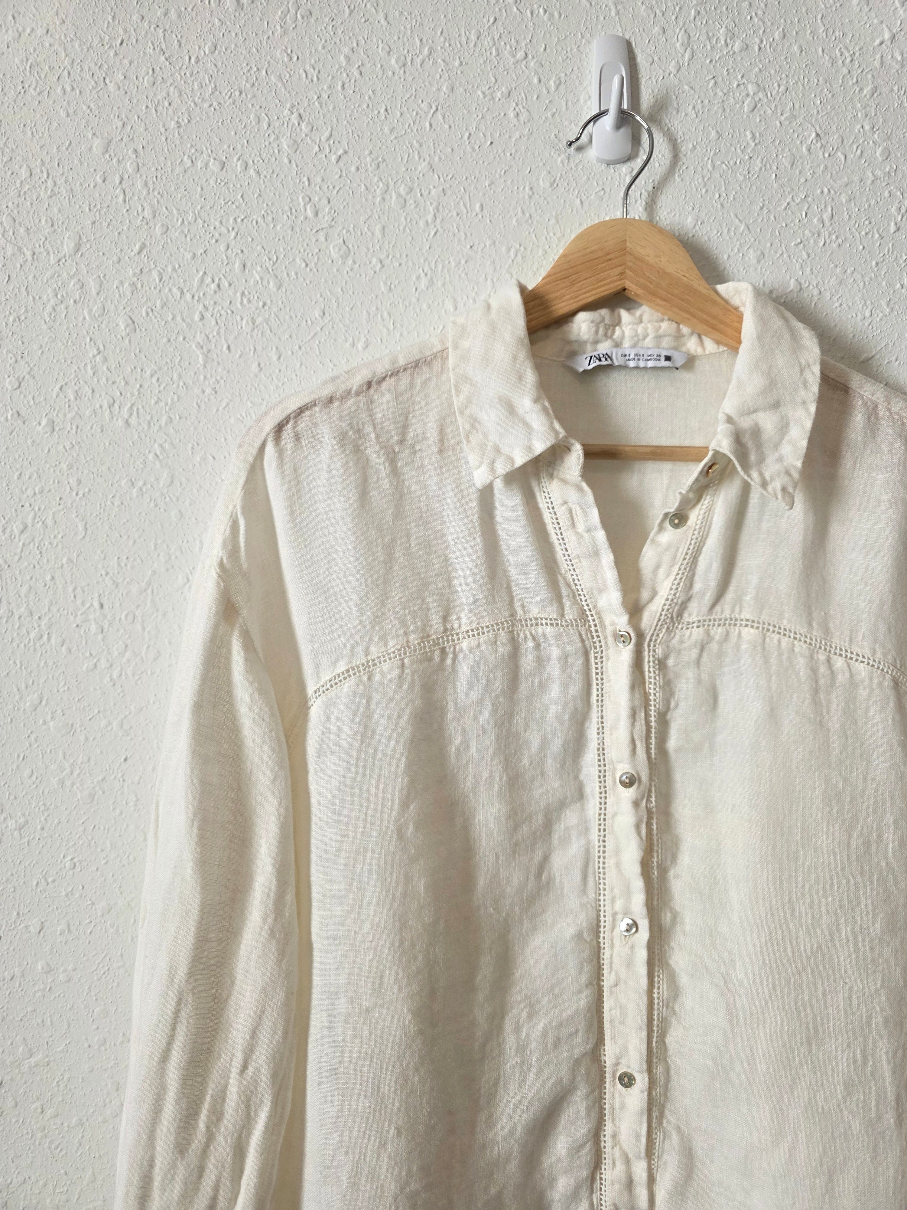 Zara Linen Button Up Shirt (S)