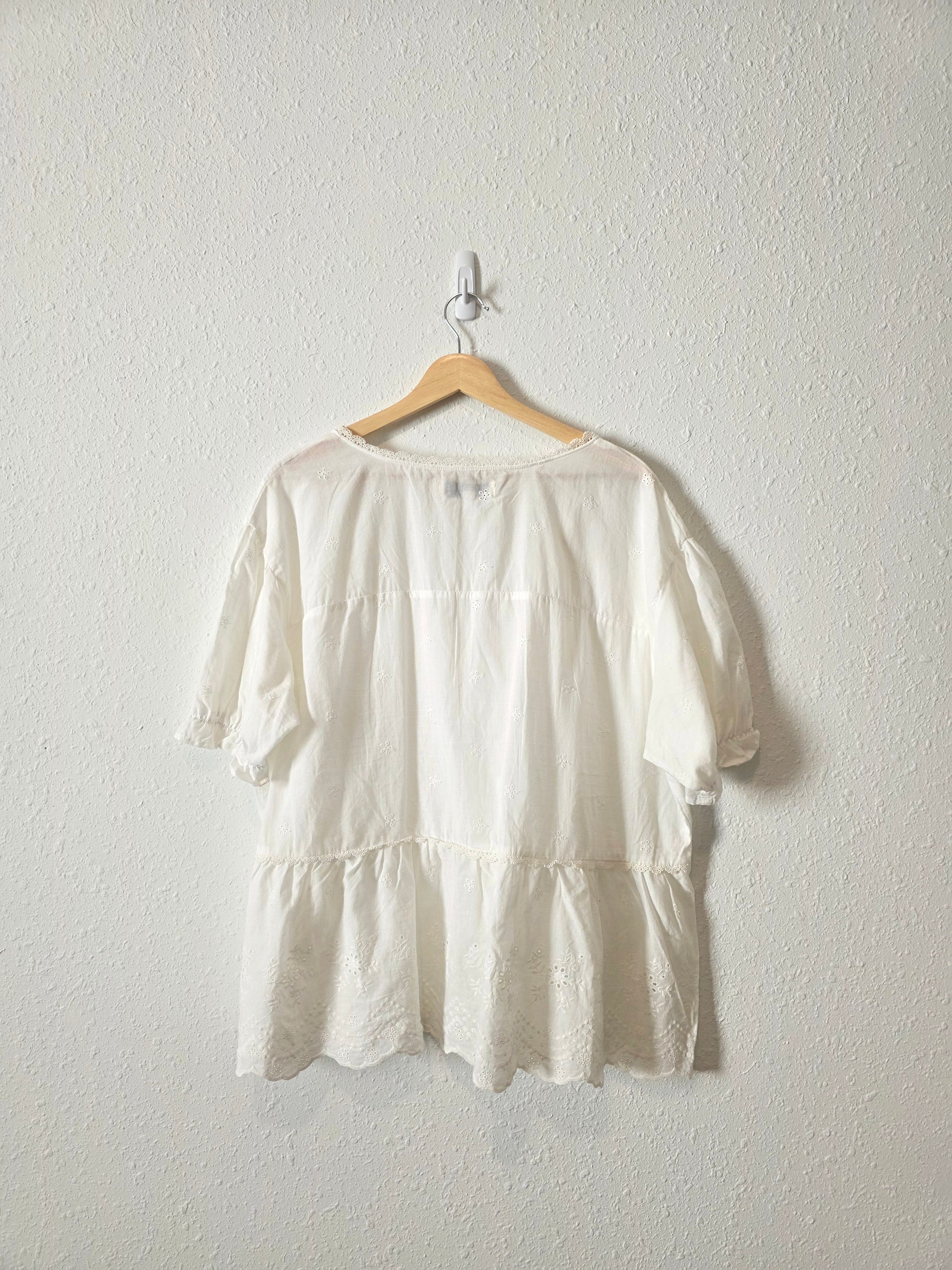 Floral Embroidered Babydoll Top (2X)
