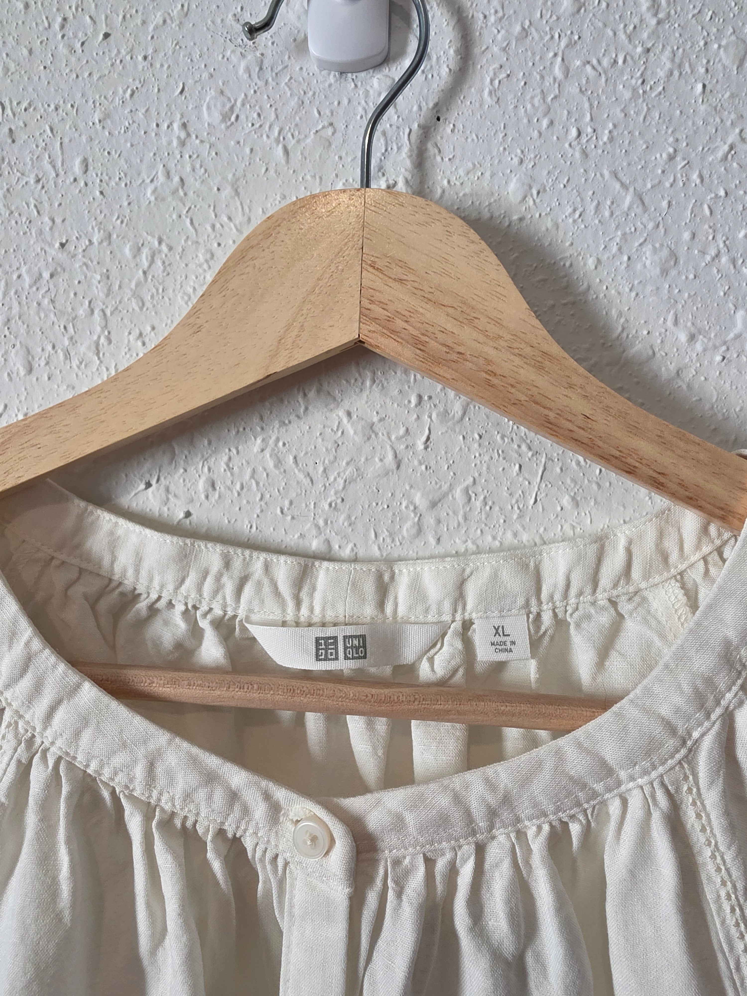 Linen Blend Puff Sleeve Top (XL)