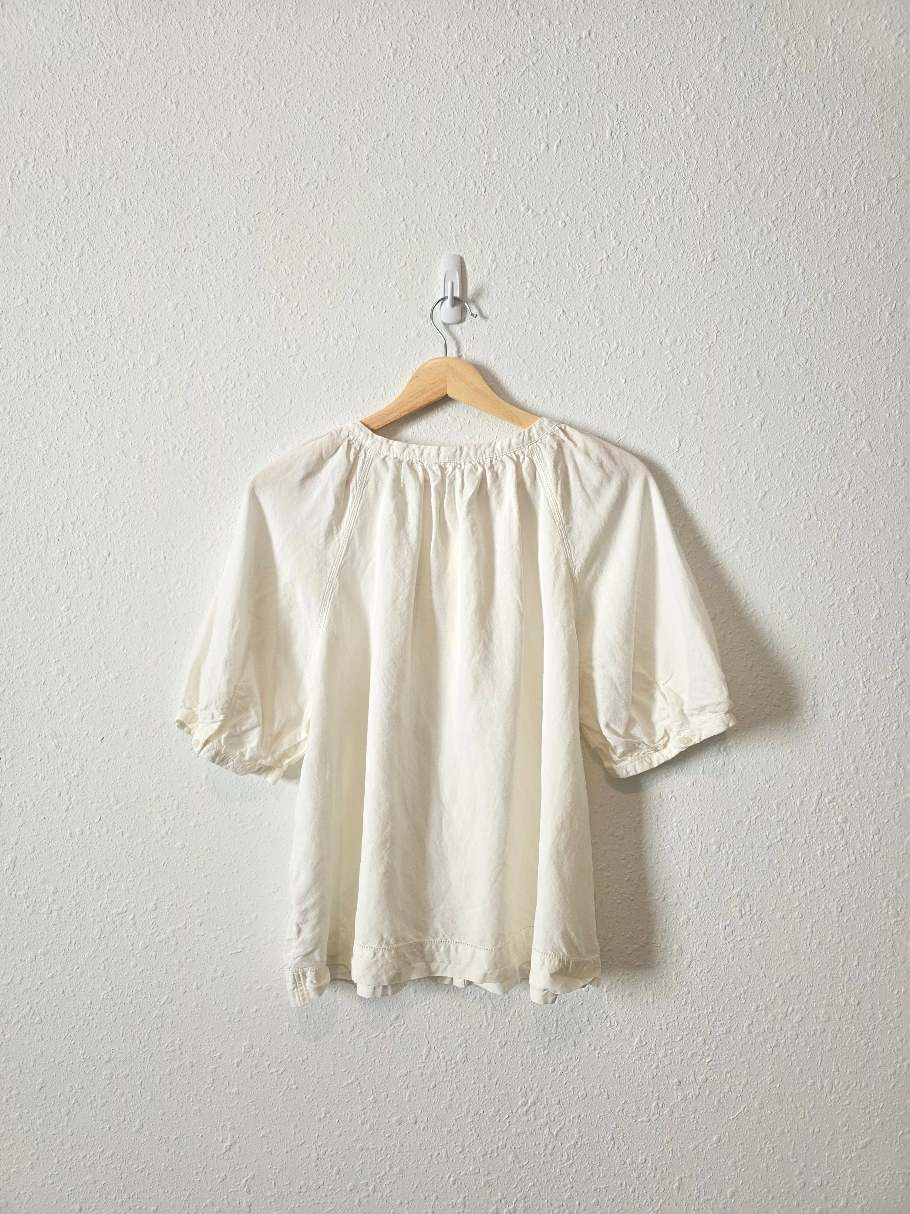 Linen Blend Puff Sleeve Top (XL)