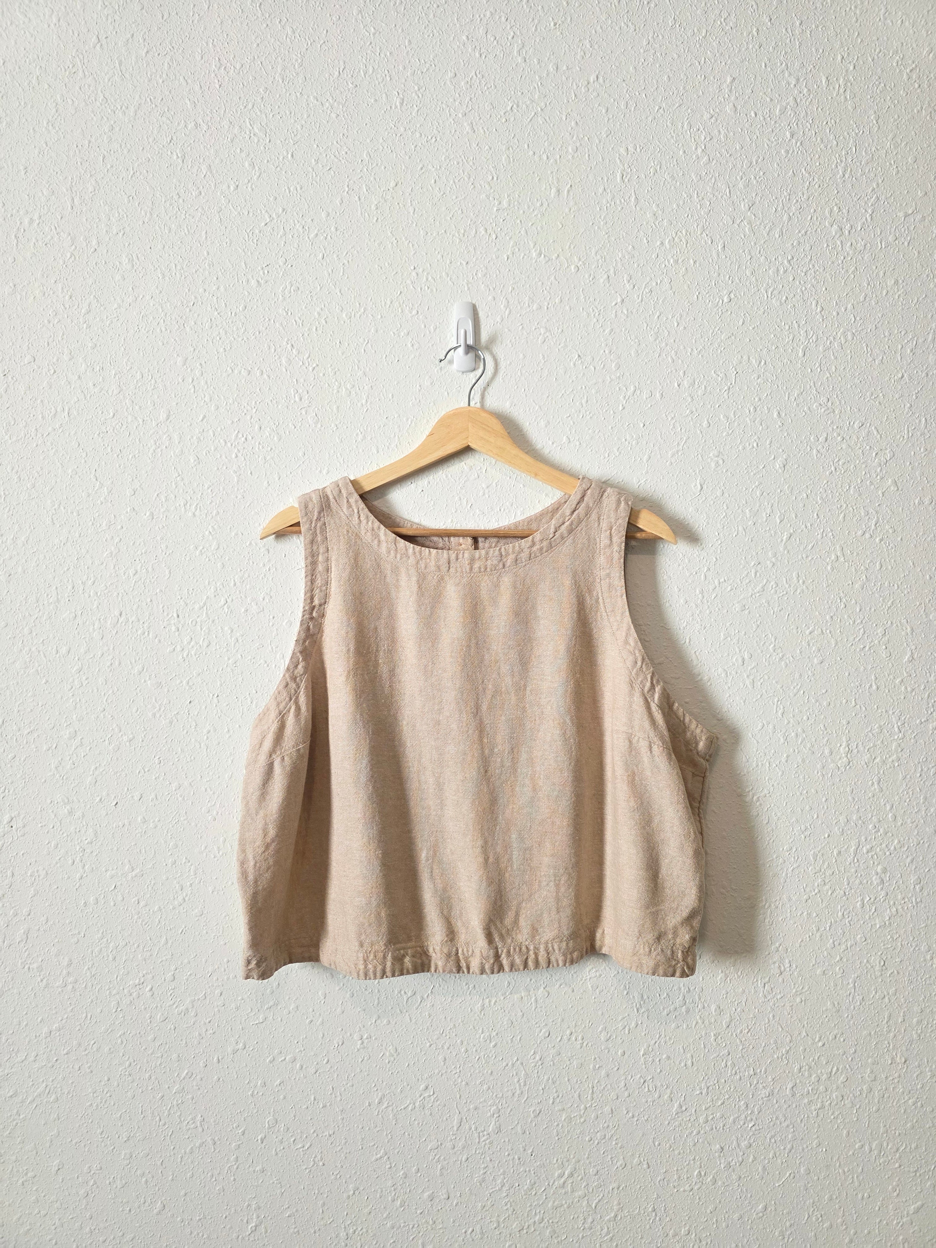 Linen Blend Button Back Tank (XL)