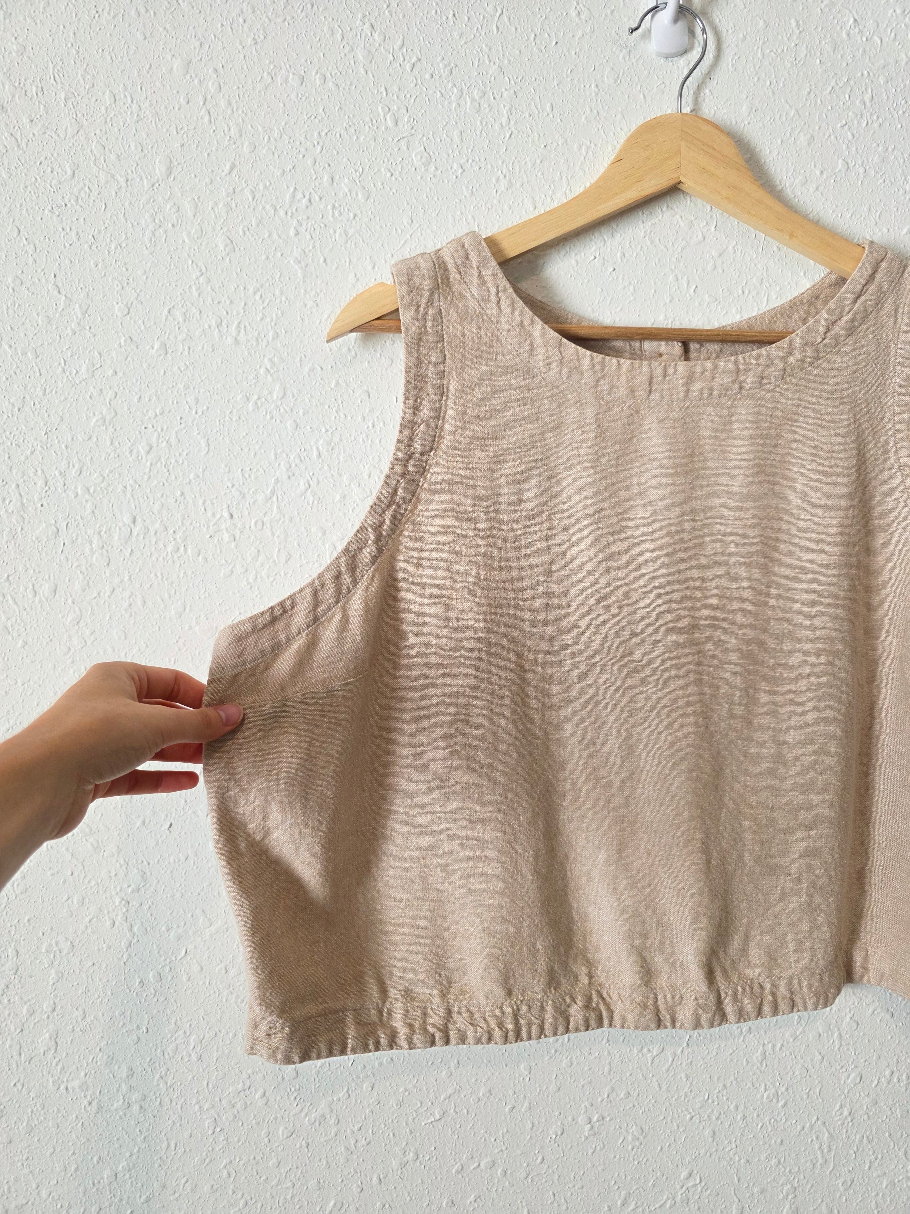 Linen Blend Button Back Tank (XL)