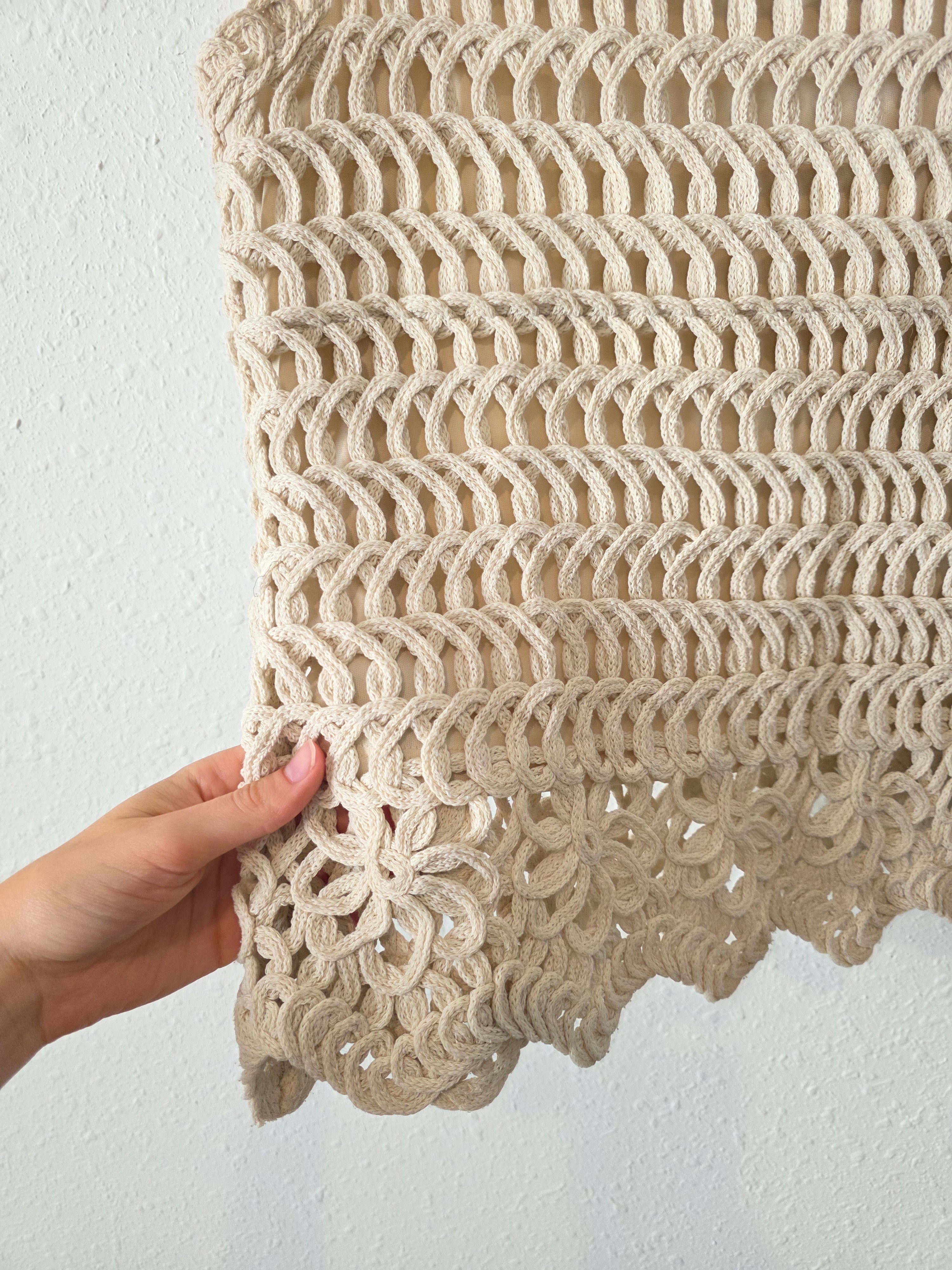 Neutral Crochet Knit Top (M)
