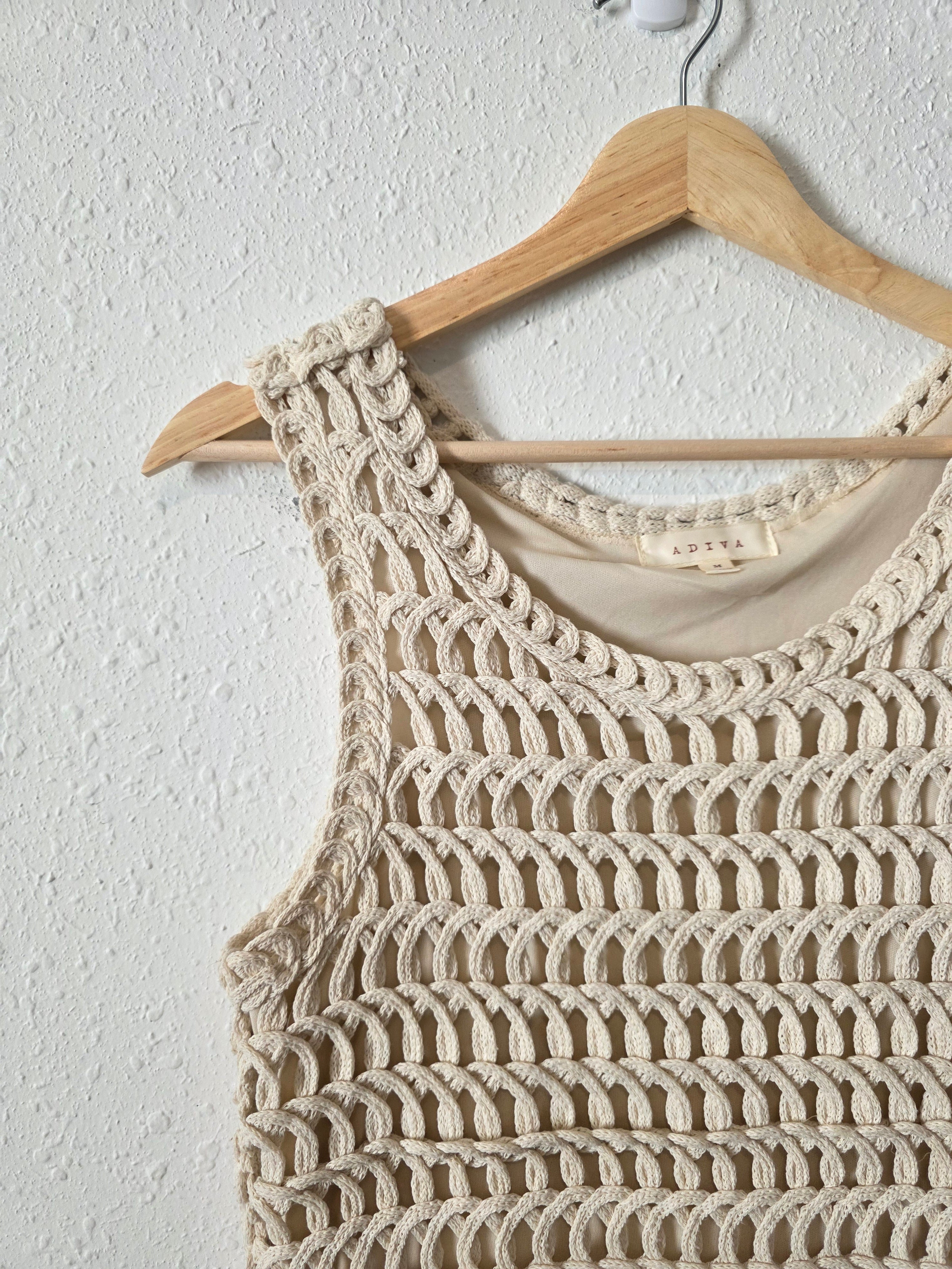 Neutral Crochet Knit Top (M)