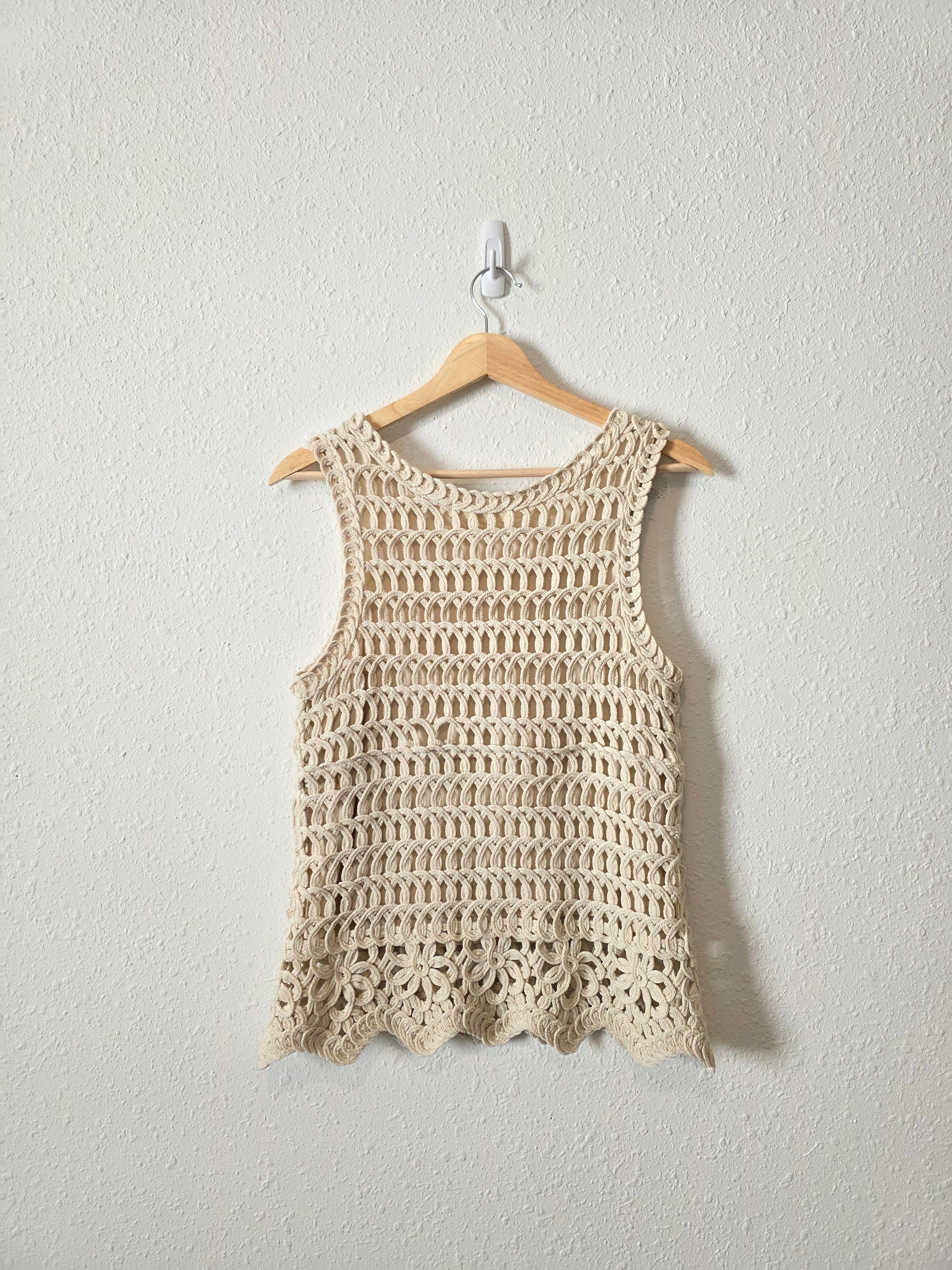 Neutral Crochet Knit Top (M)