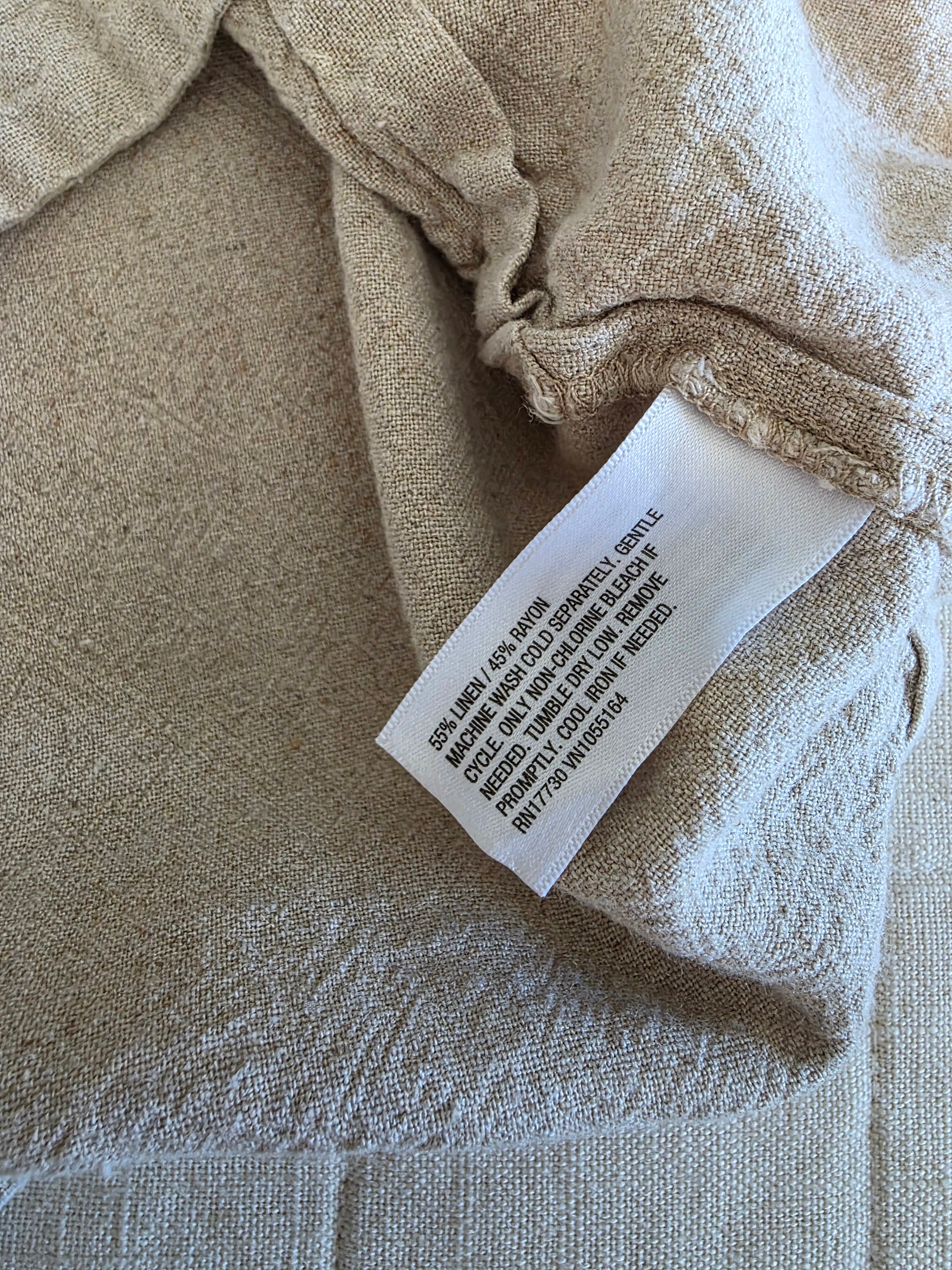 Linen Blend Button Back Tank (S)
