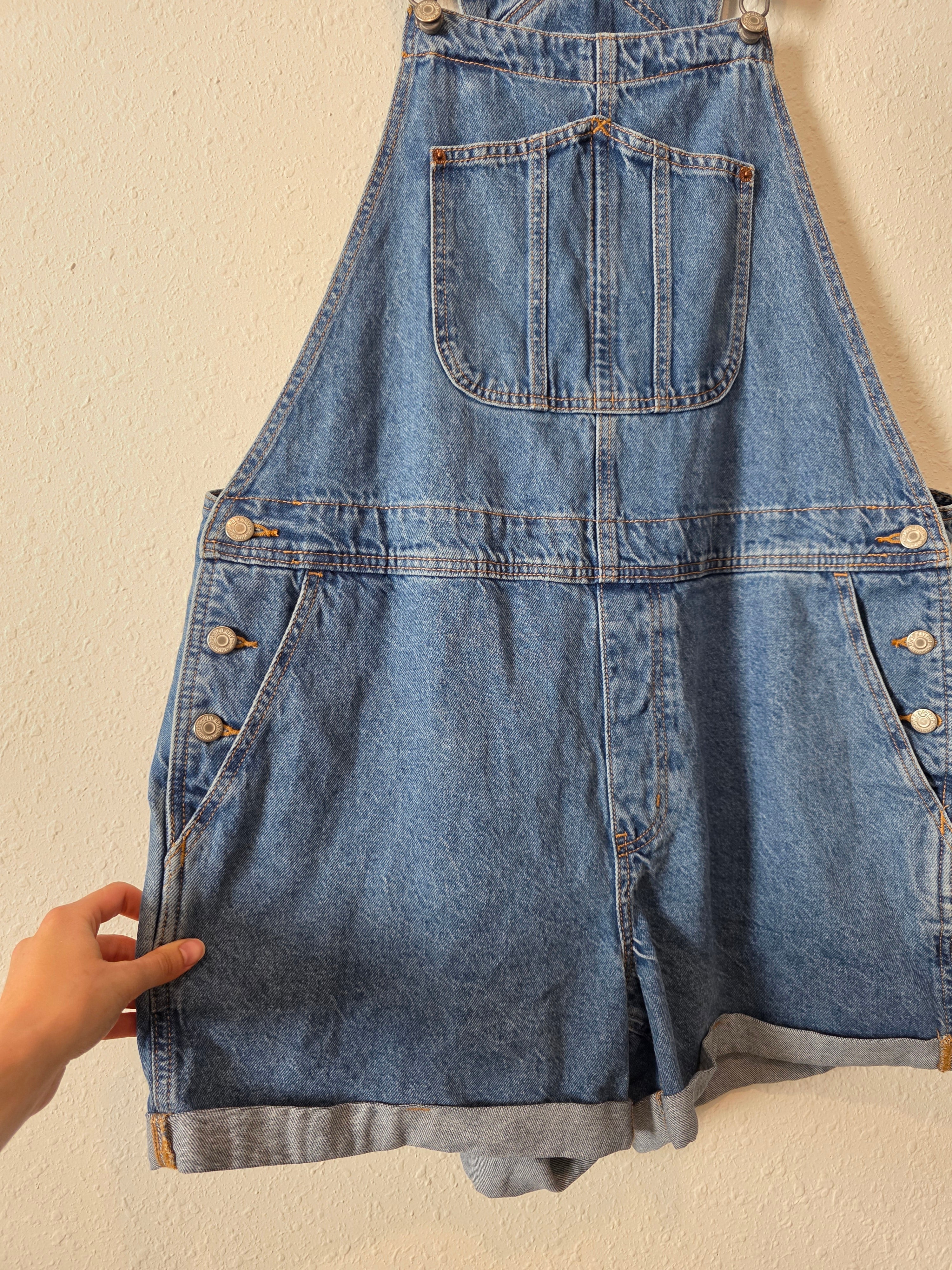 Relaxed Denim Shortalls (XL)