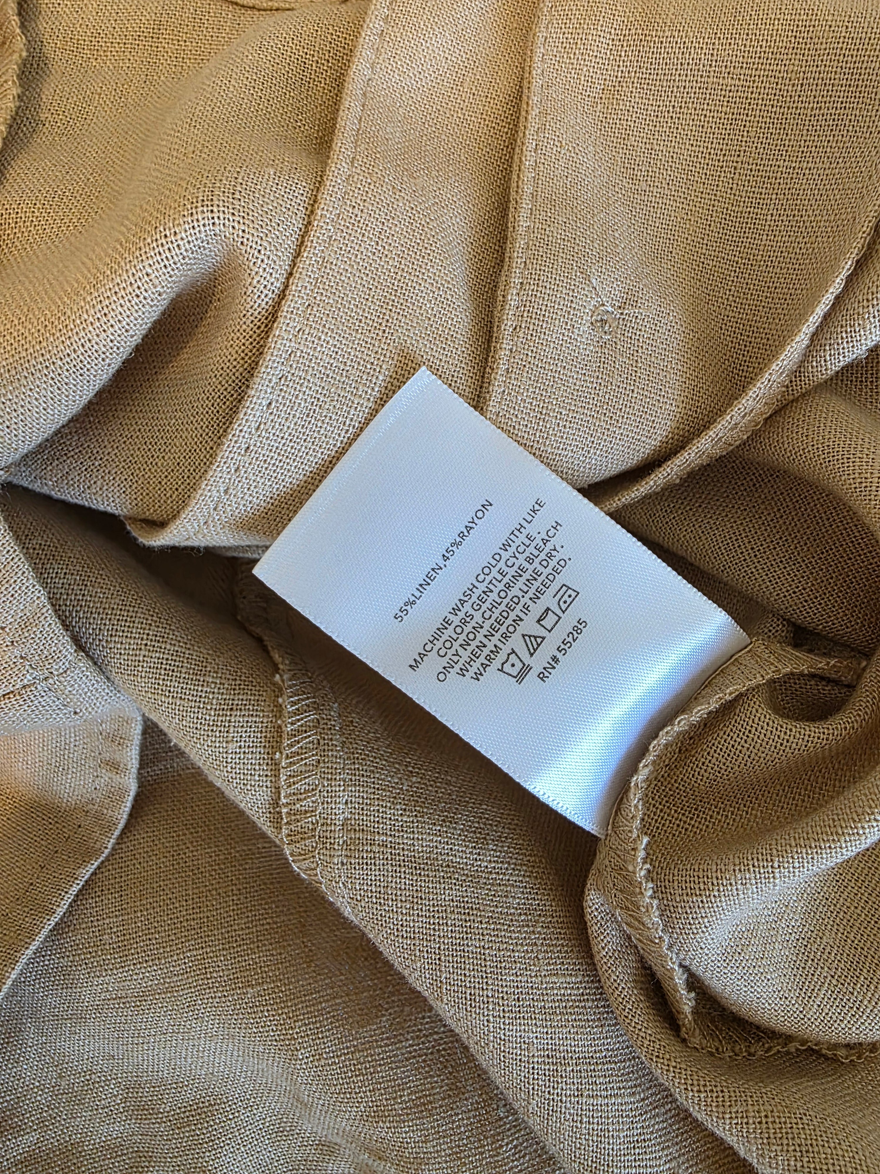Linen Blend Puff Sleeve Blouse (L)