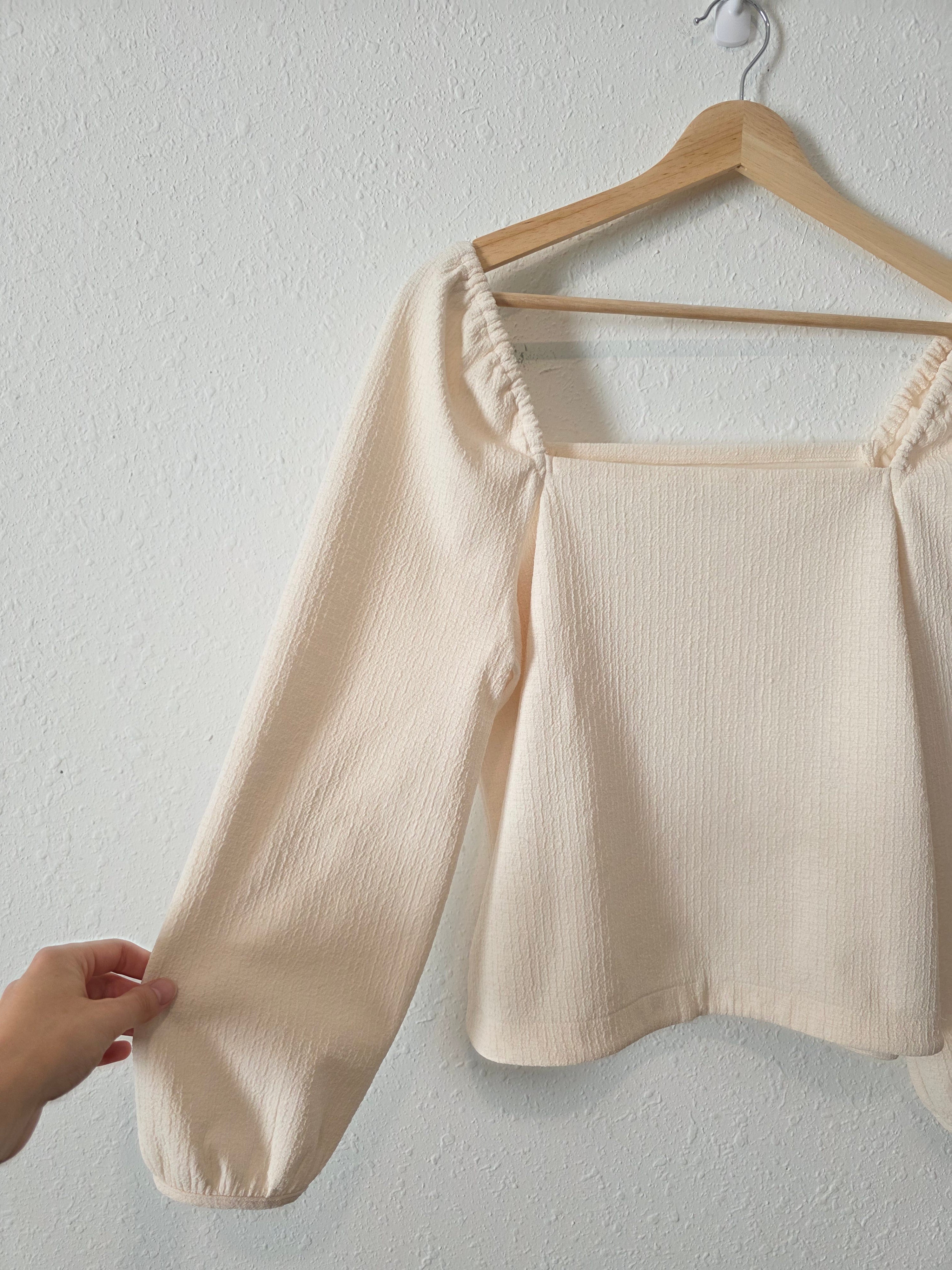 Madewell Puff Sleeve Textured Top (S)