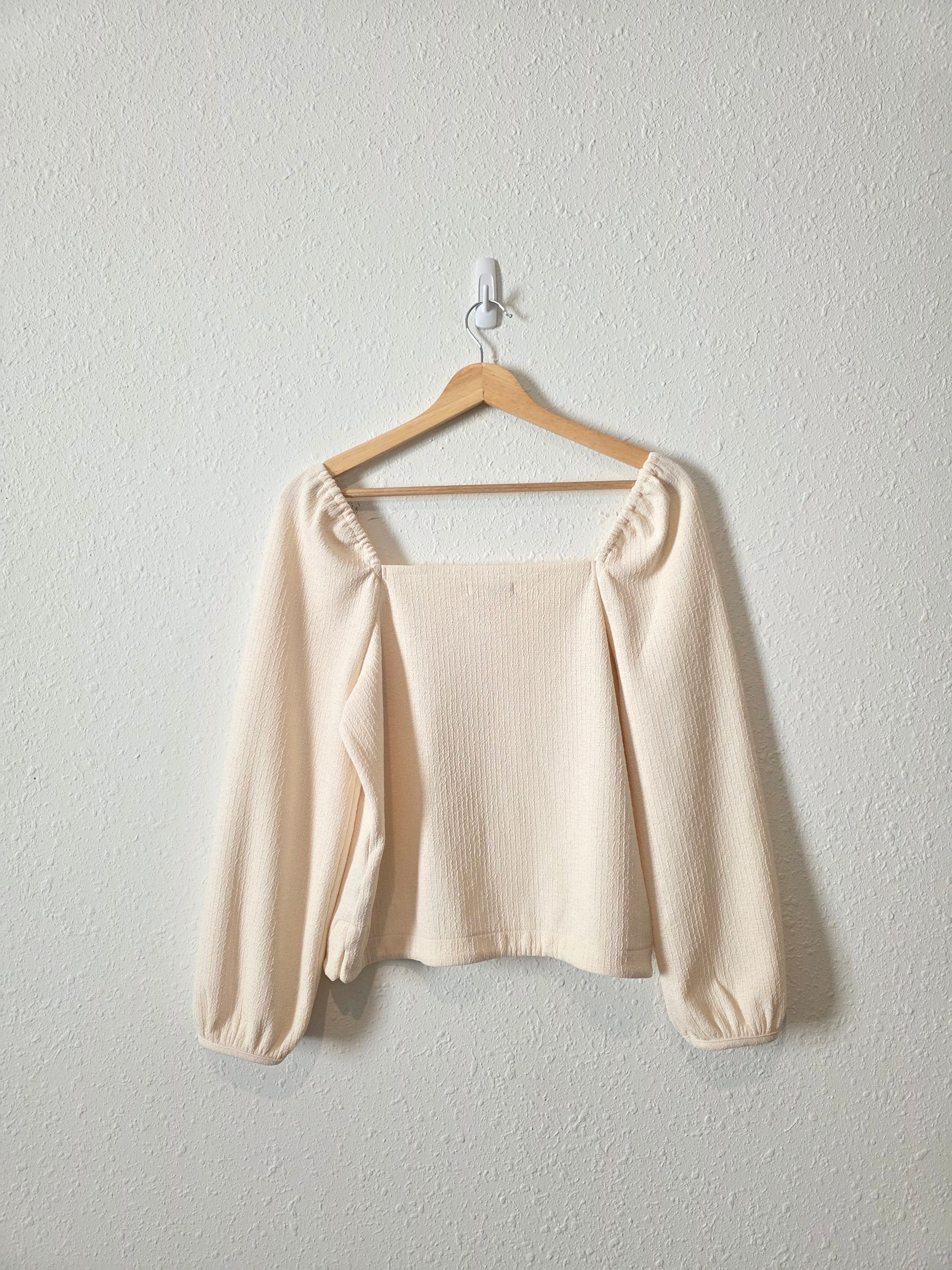 Madewell Puff Sleeve Textured Top (S)