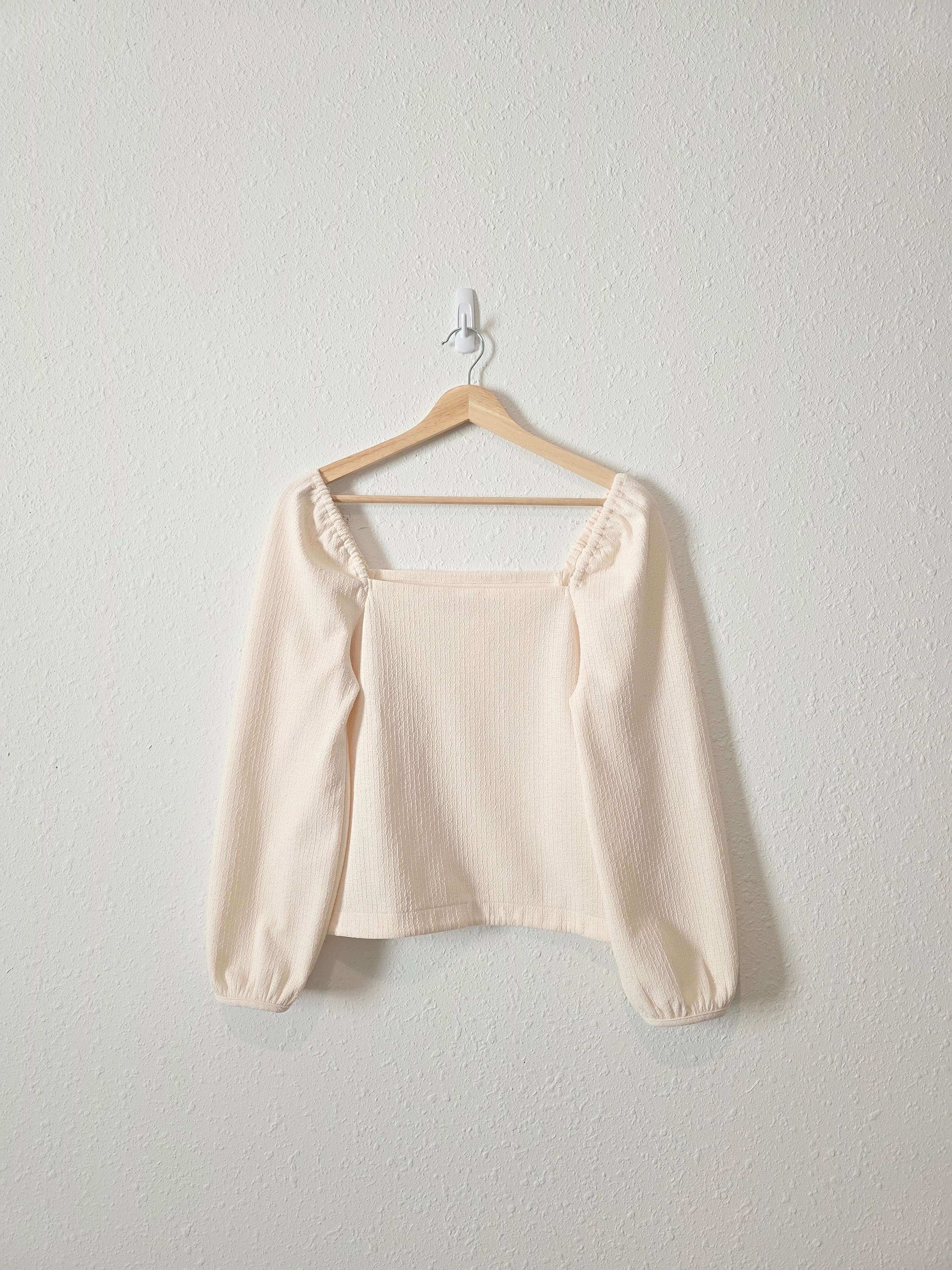 Madewell Puff Sleeve Textured Top (S)